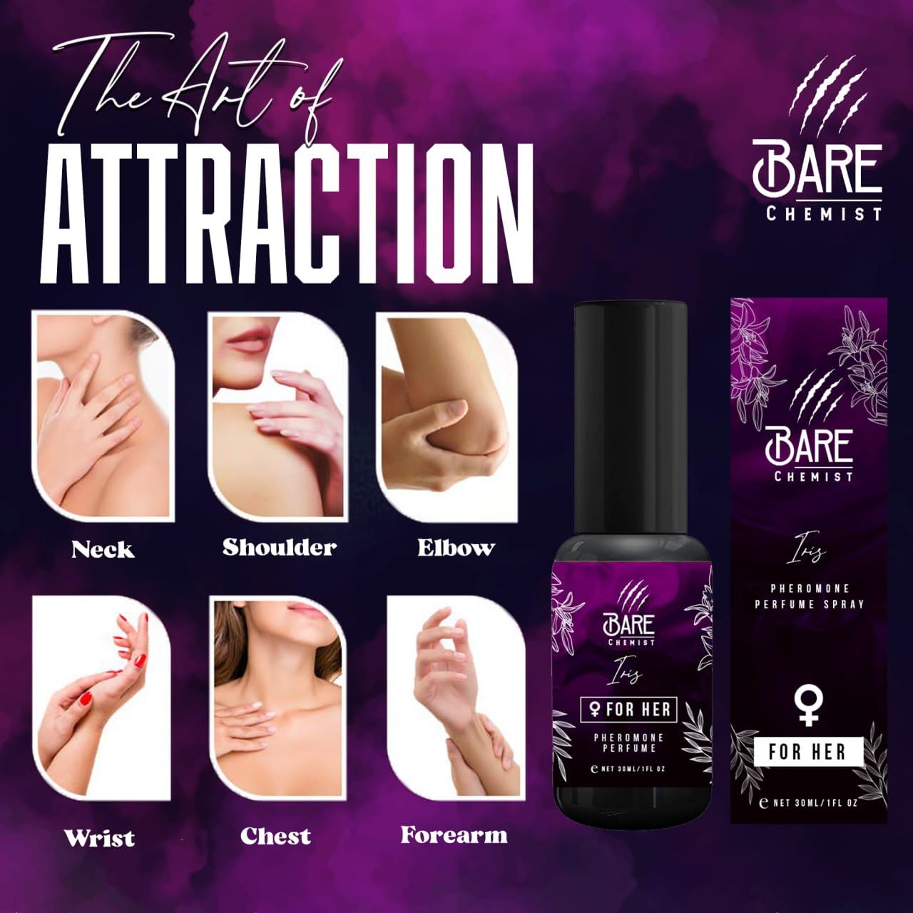 Iris Pheromone Perfume for Women [Long Lasting Scent] - Oil Perfume Enhanced with Pheromones for Her 1oz. - Fruity, Vanilla, Sweet, Fresh - Image 4