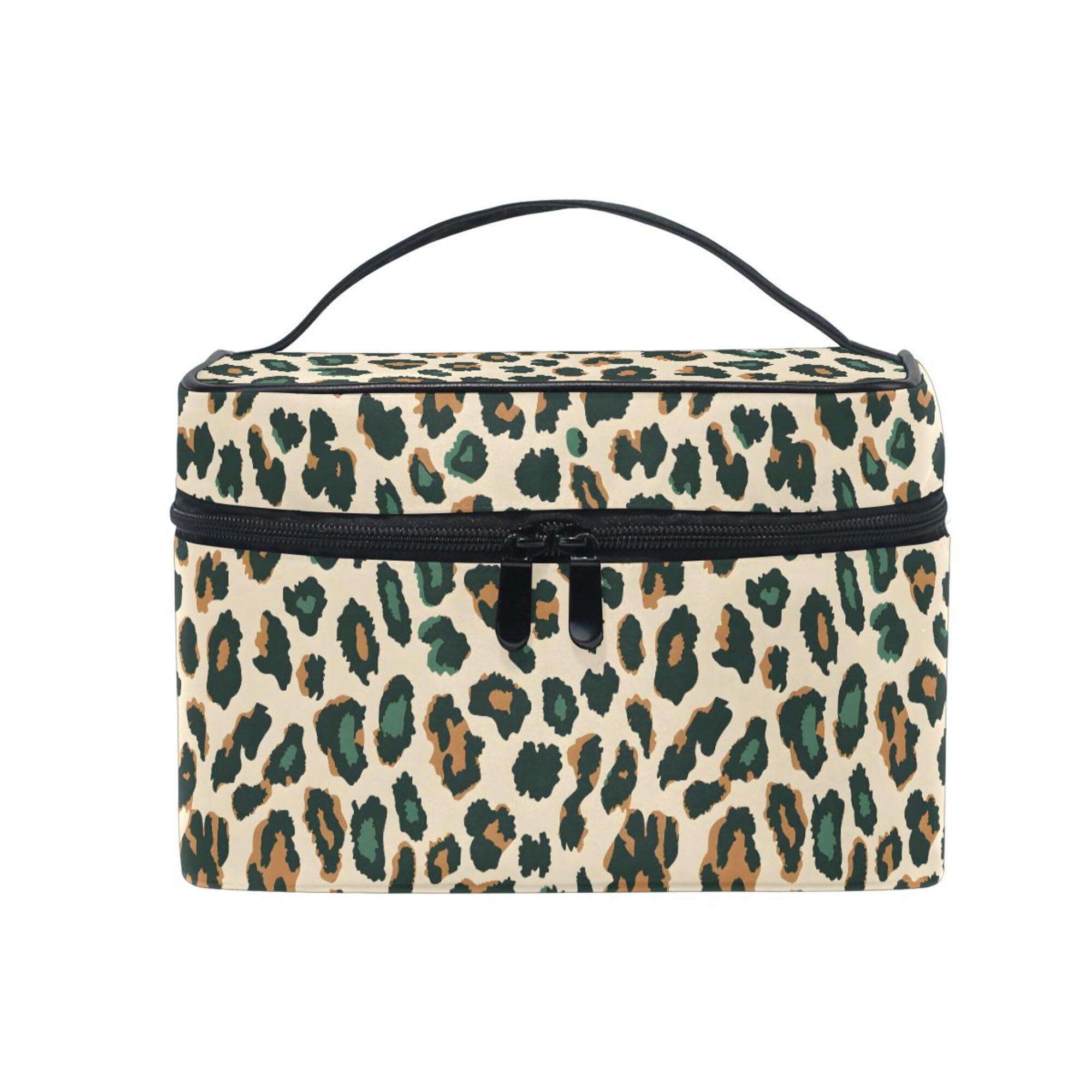 MNSRUU Makeup Bag, Leopard Skin Animal Print Travel Makeup Organizer Bag Cosmetic Cases Toiletry Bags for Girl Women Ladies