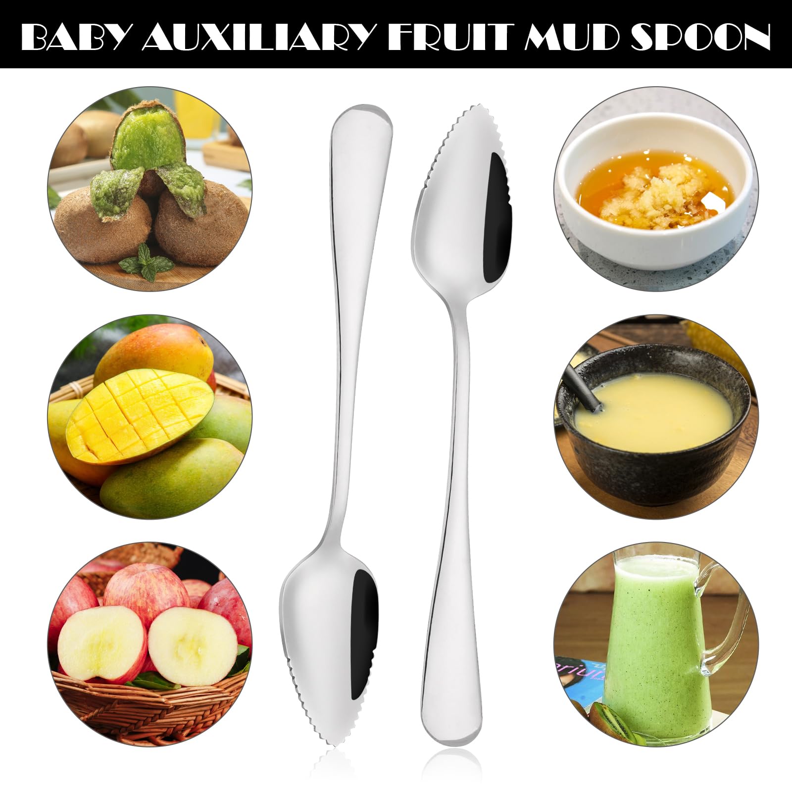 Cucchiaio Seghettato Per Frutta - In Acciaio Inox, Per Pompelmi, Kiwi E Mele, Lavabile In Lavastoviglie - Foto 7