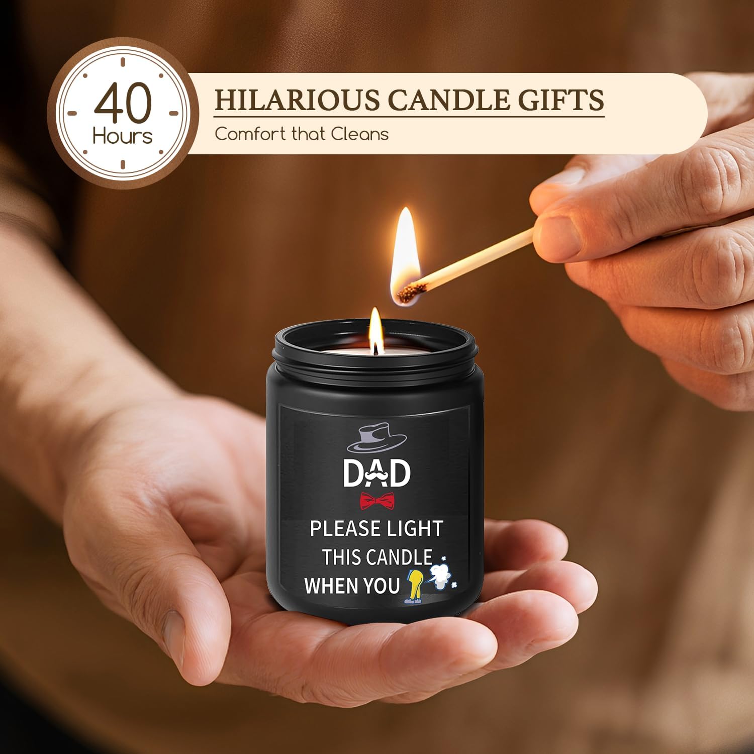 Gift Ideas for Dad - Fathers Day Christmas Birthday Gifts from Daughter Son, Funny Fart Candle Keychain for Dad - Image 2