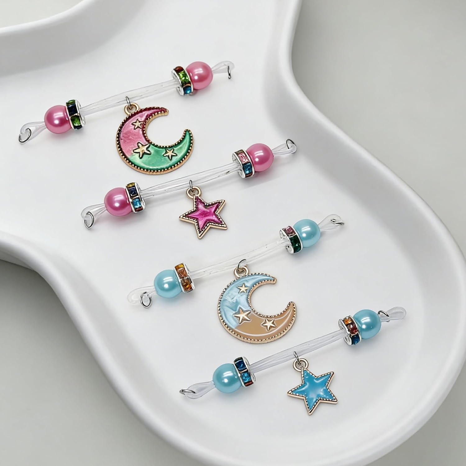 2 Pairs Nipple Jewelry Non Piercing Fake Nipple Rings Goth Moon Star Dangle Nipple Barbells Adjustable Nooses Faux Nipple Piercing Body Jewelry for Men Women