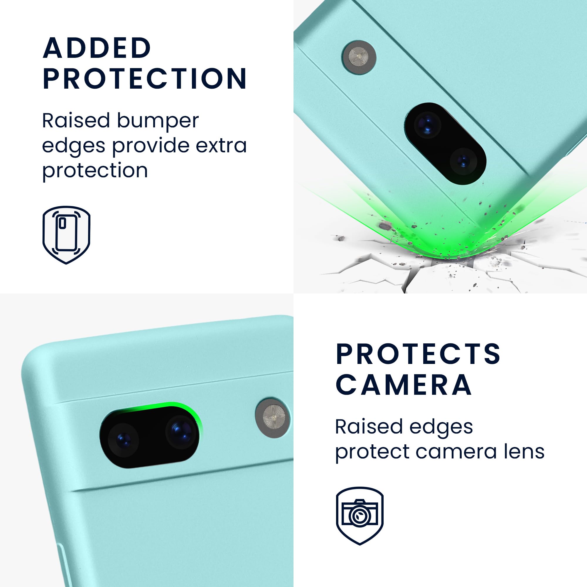 kwmobile Case for Google Pixel 7a Case - Soft TPU Back Phone Cover - with Metallic Look - Metallic Mint Green - Image 3