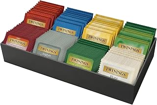 Tea Bag Organizer with 8 Slots, Black Acrylic Tea Box Organizer, Removable Tea Holder Organizer for Drawer Cabinet Countertop Pantry