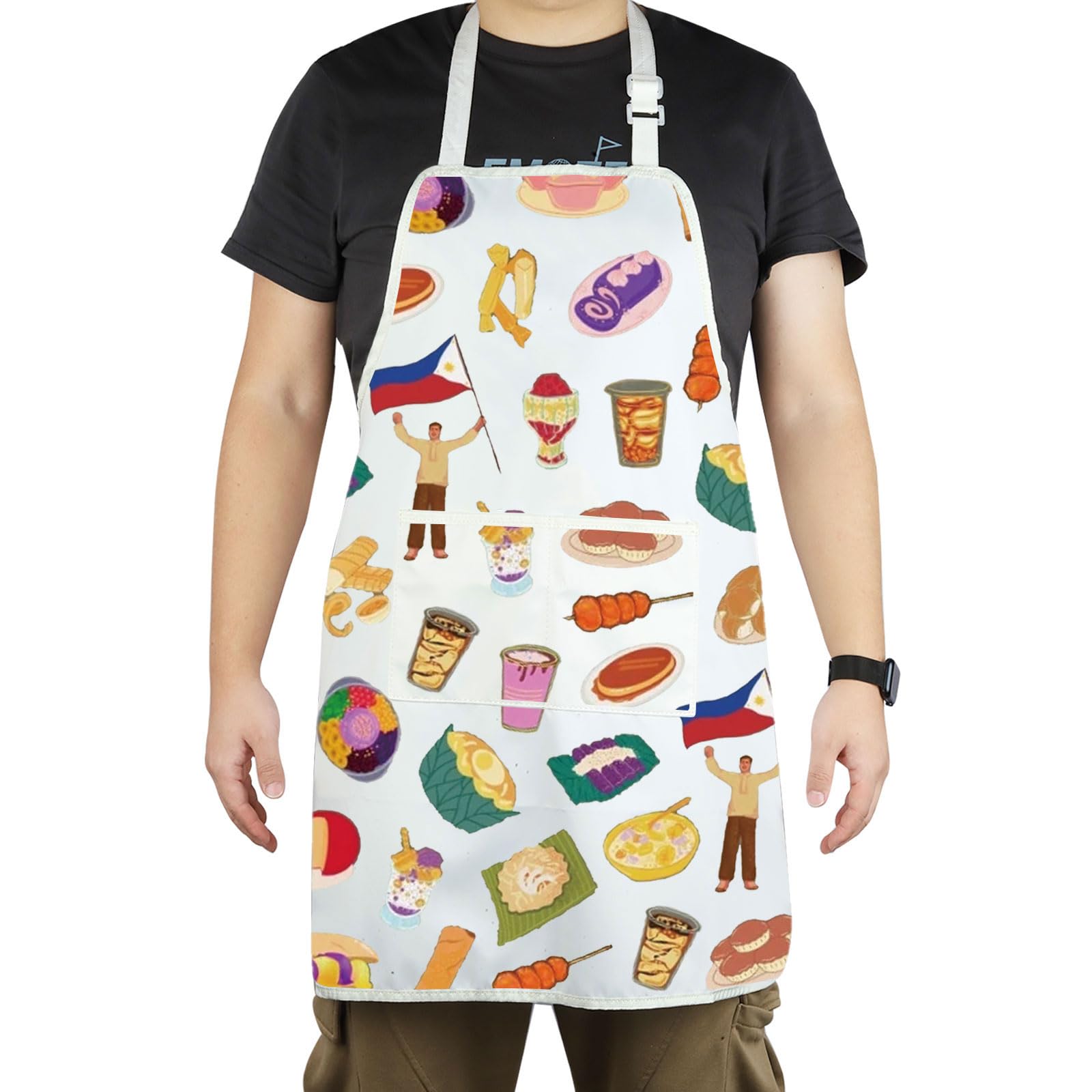 CENWA Philippines Chef Apron Philippines Travel Cook Gift Filipino Food Kitchen Apron Filipina Philippine Grilling Gift (Filipino Food apron)