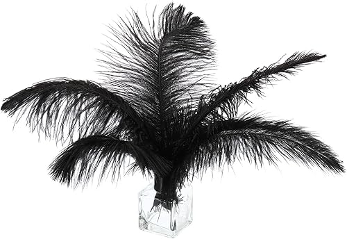 PATIKIL 120 plumas naturales de avestruz negroblanco para centros de mesa de boda, arreglos florales y decoración del hogar (negro)