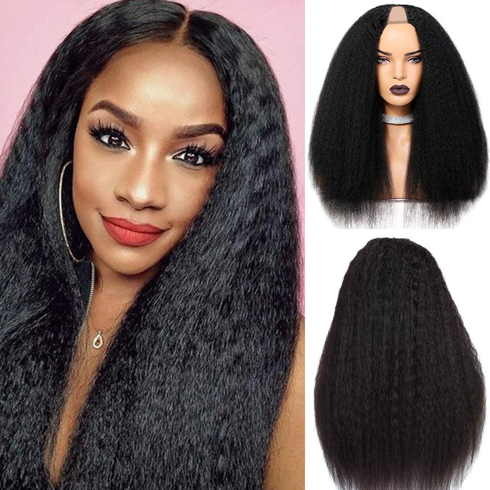 Kinky Straight U Part Wig Human Hair U Shape Glueless