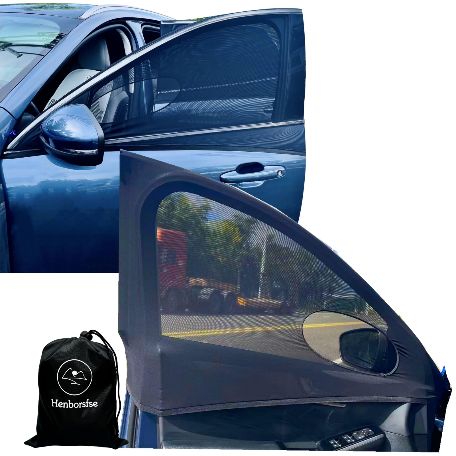 Front Door Driver Side Window Sunshade- 2 Pack car Camping Trip,Double Layer Window Screens Privacy,Durable Elastic Universal mesh Shades fit Most Vehicles. (Fit 43
