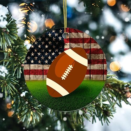 Miniatura 2 de Two-Side Printed Football USA Flag Ceramic Christmas Ornament Novelty for Family Friends Kids Positive Christmas Keepsake Pendants