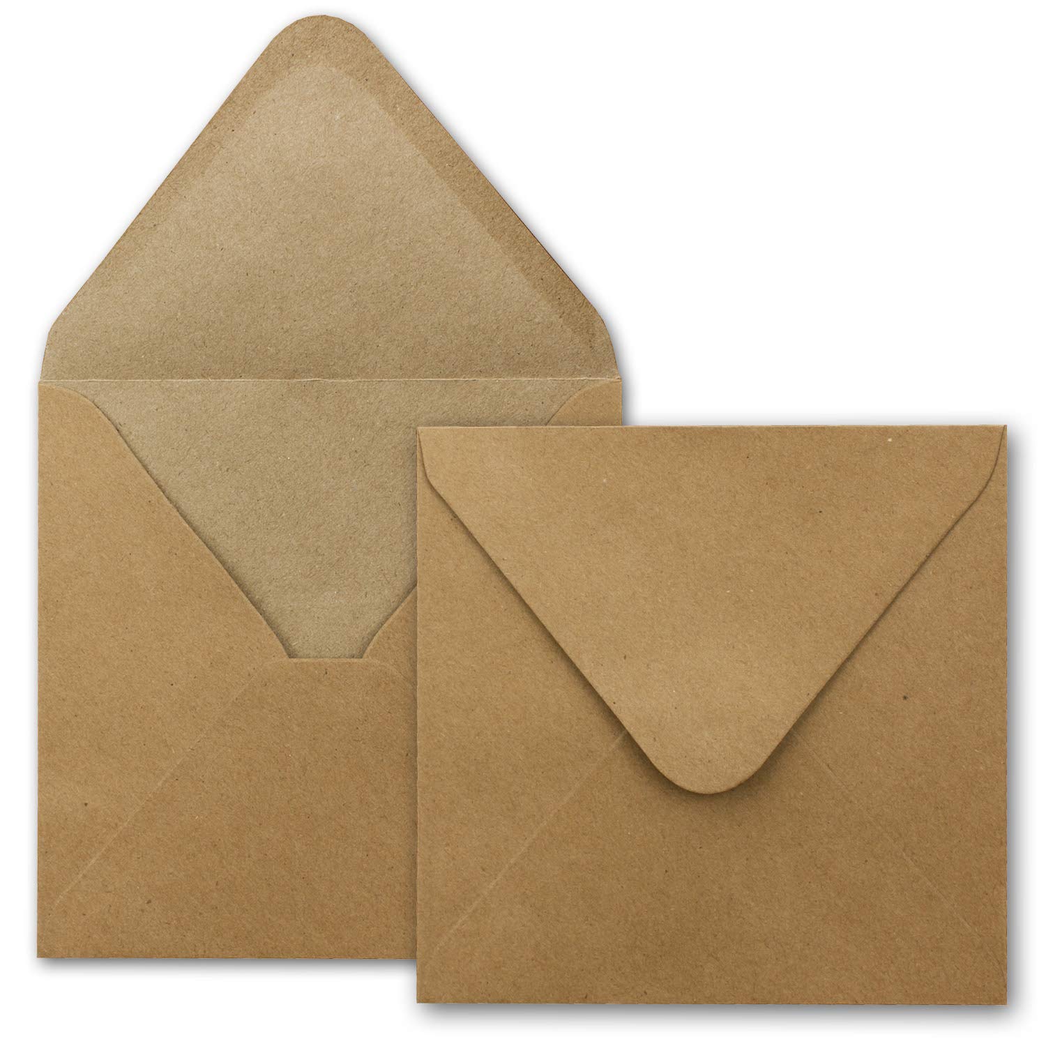 NEUSER PAPIER 100x Kraft paper card set square 13.5 x 13.5 cm with envelopes & insert sheets, recycled vintage card set - Image 4
