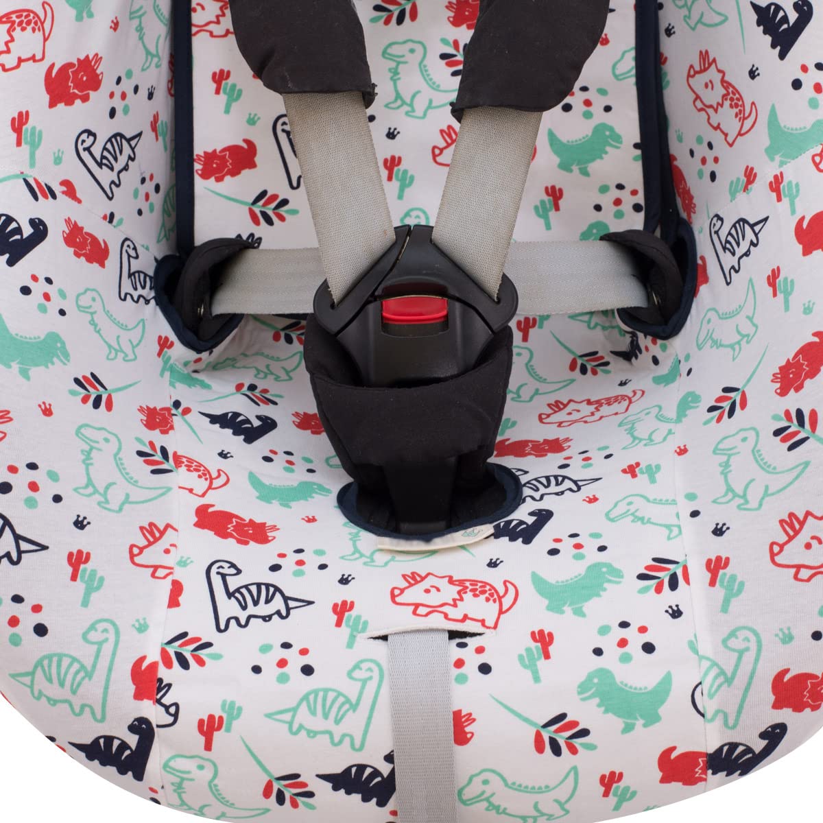 JYOKO Kids Funda de algodón para Silla de Coche Compatible con Maxi Cosi (Dino Party, Maxi Cosi Pearl 360, Mica 360 Pro y Mica Pro Eco I-Size)