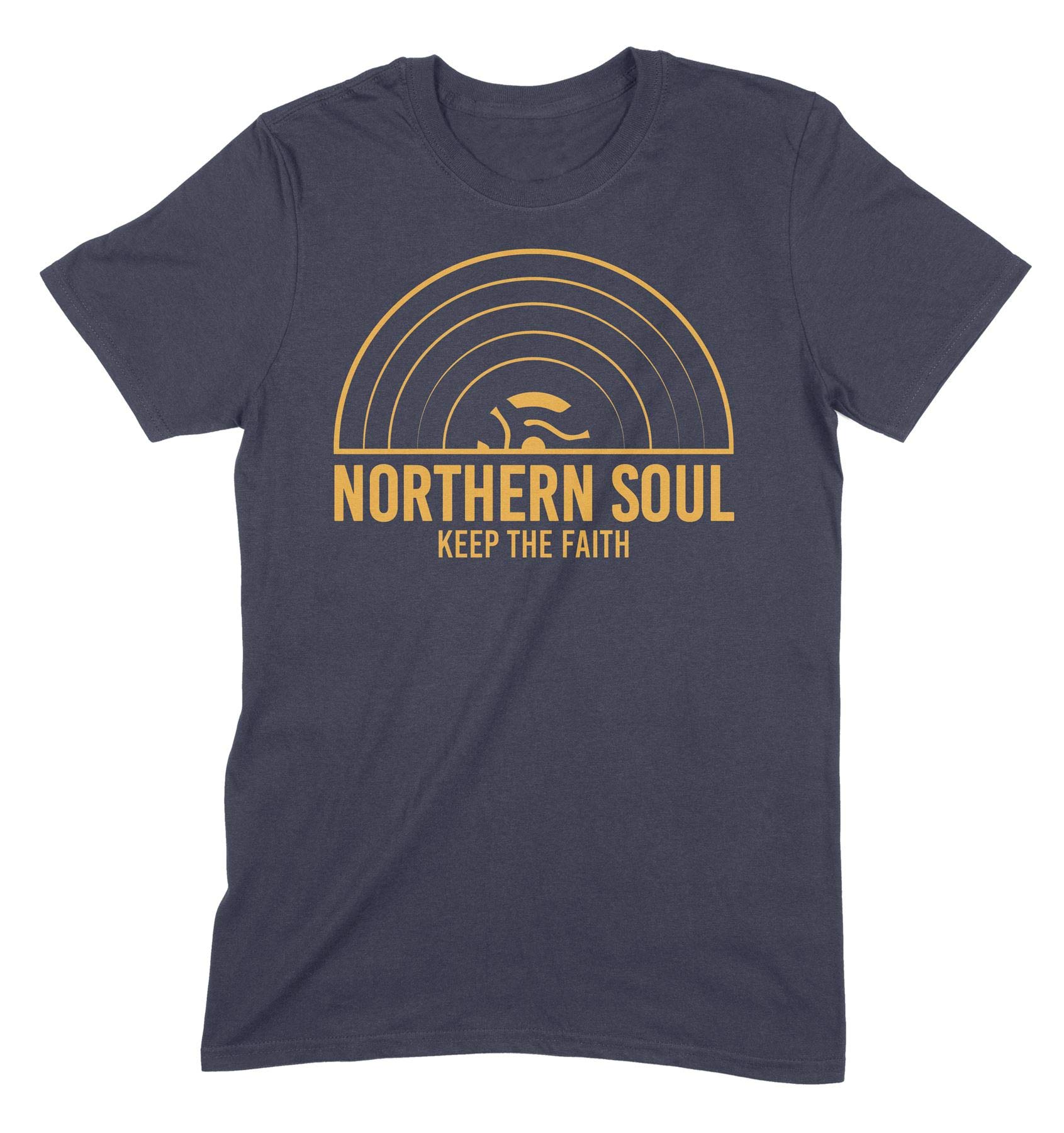 Tribal T-Shirts Men's Navy Blue Northern Soul Keep The Faith Record Orange Logo T-Shirt (Xxl, Navy)