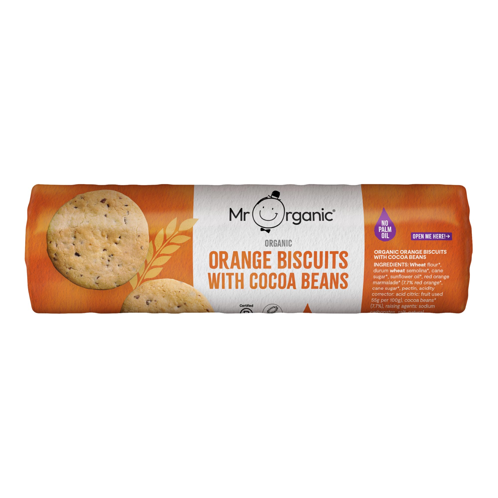 Mr Organic Orange Biscuits with Cocoa Beans - 250g, Palm Oil Free
