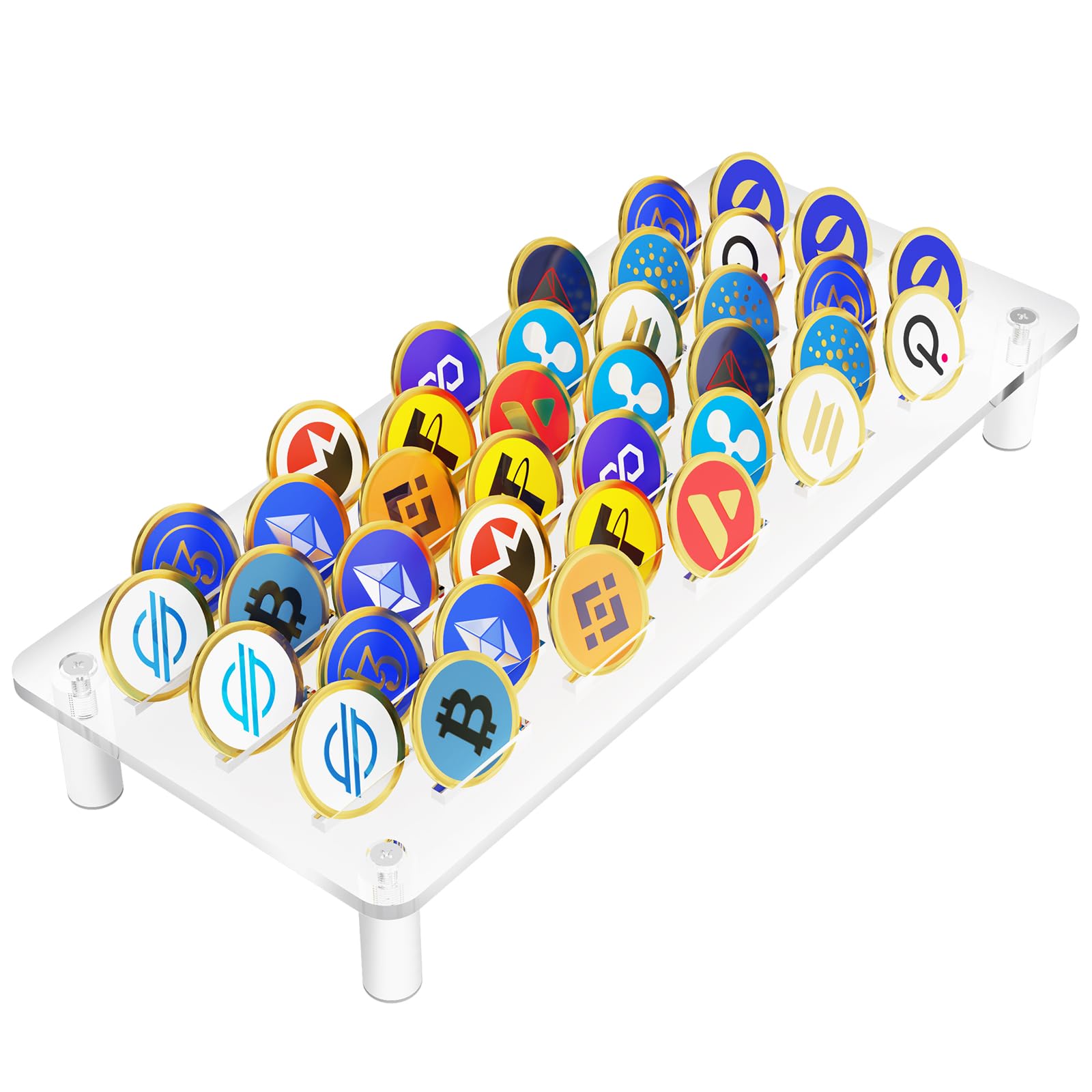 NiHome Transparent Acrylic Challenge Coin Holder for Coin Collections – Holds Up to 38 Coins, Wide-Angle View Stand with Sleek Slot Design, Ideal for Home and Office Display and Organization