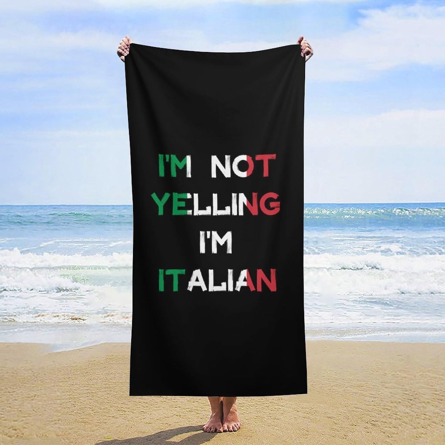 I'm Not Yelling I'm Italian Beach Towels Oversized Jumbo Large Yoga Bath Towel for Pool Yoga Swim Body 160x80cm