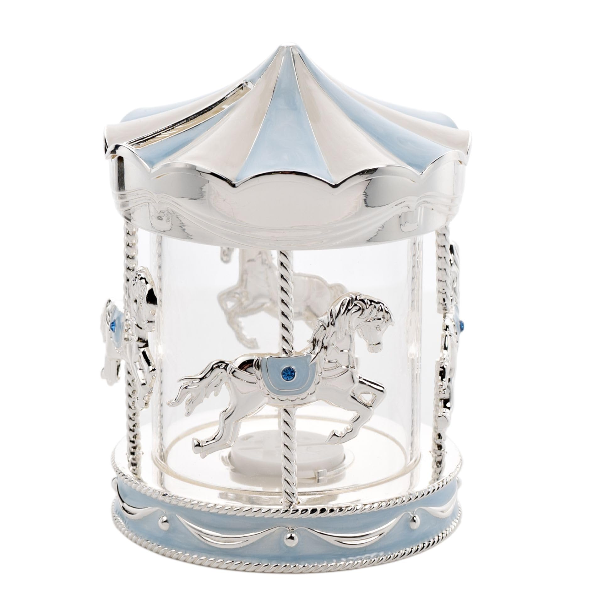 Widdop Bambino Silver Plated Carousel Money Box for Newborn, Christening, Children - Kids Money Box