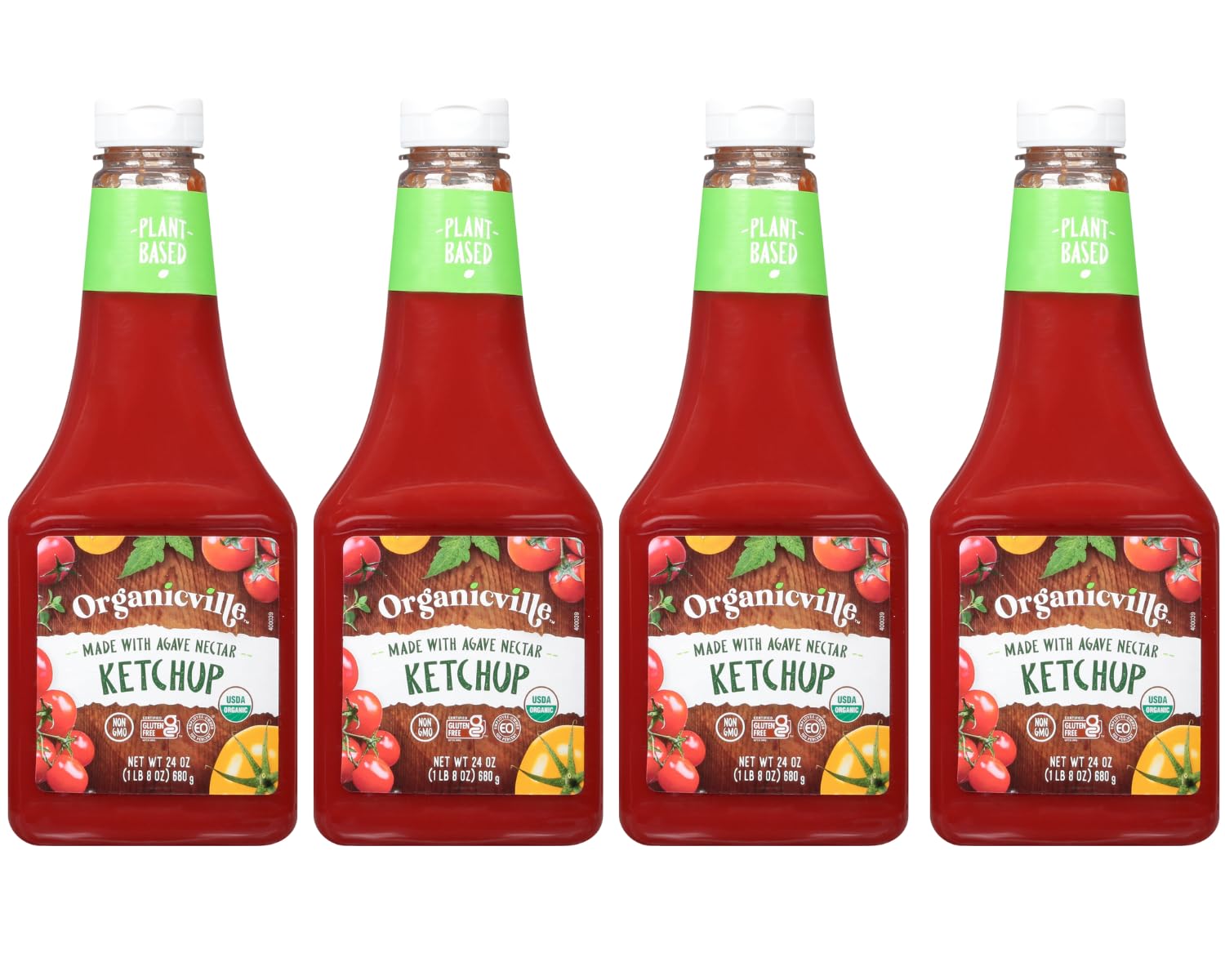 Organicville Organic Ketchup Tomato Ketchup, Gluten Free, NonGMO, Vegan, USDA