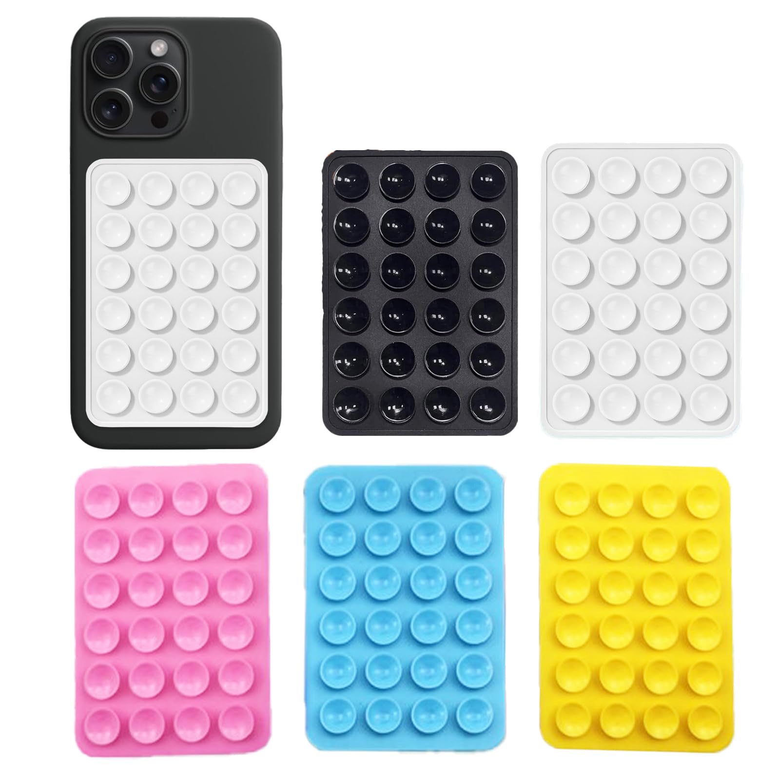 Lot De 4 Supports à Ventouse Pour Téléphone - 28 Micro-Ventouses, Dos Adhésif - Pour Salle De Bain, Voiture, Salle De Sport