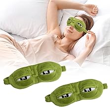 Maschera per occhi a rana, 2 pezzi, maschera per dormire, benda per gli occhi, verde emoji, cartone animato, rana, wacky, maschera per gli occhi 3D, creazioni personalizzate per bambini, donne e