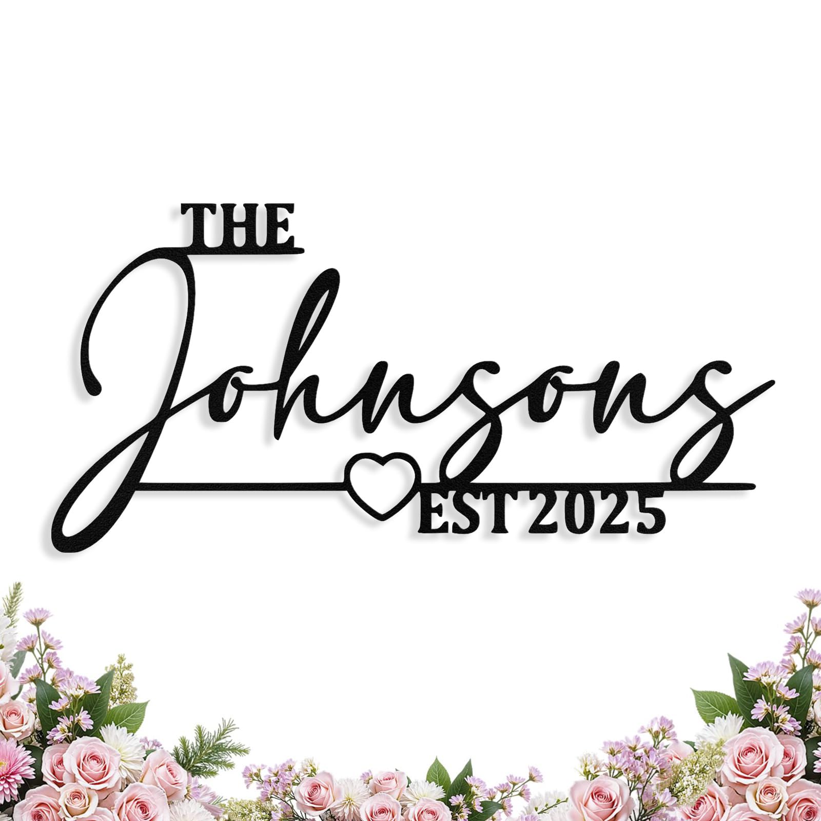 Custom Family Name Metal Sign, Personalized Last Name Sign Wall Decor Art, Customized Gifts for Anniversary, Wedding, Engagement, Valentines Day, Christmas