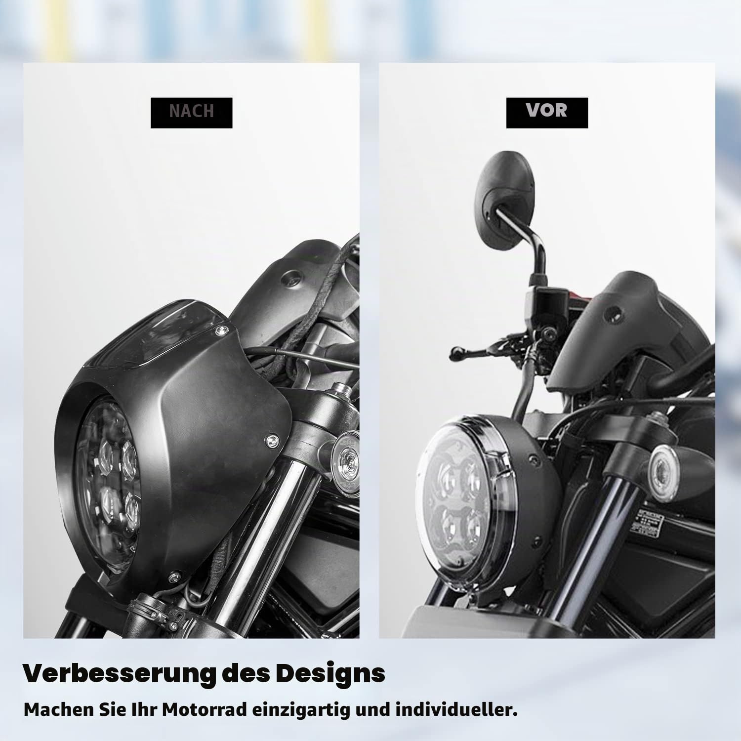 Motorrad Frontscheinwerfer Verkleidung Maske Abdeckung Windschutzscheibe Windschutzscheibe Scheinwerferschutz Visier für Rebel CMX 1100 cm 1100 CMX1100 CM1100 Zubehör 2021 2022 2023 (Schwarz)