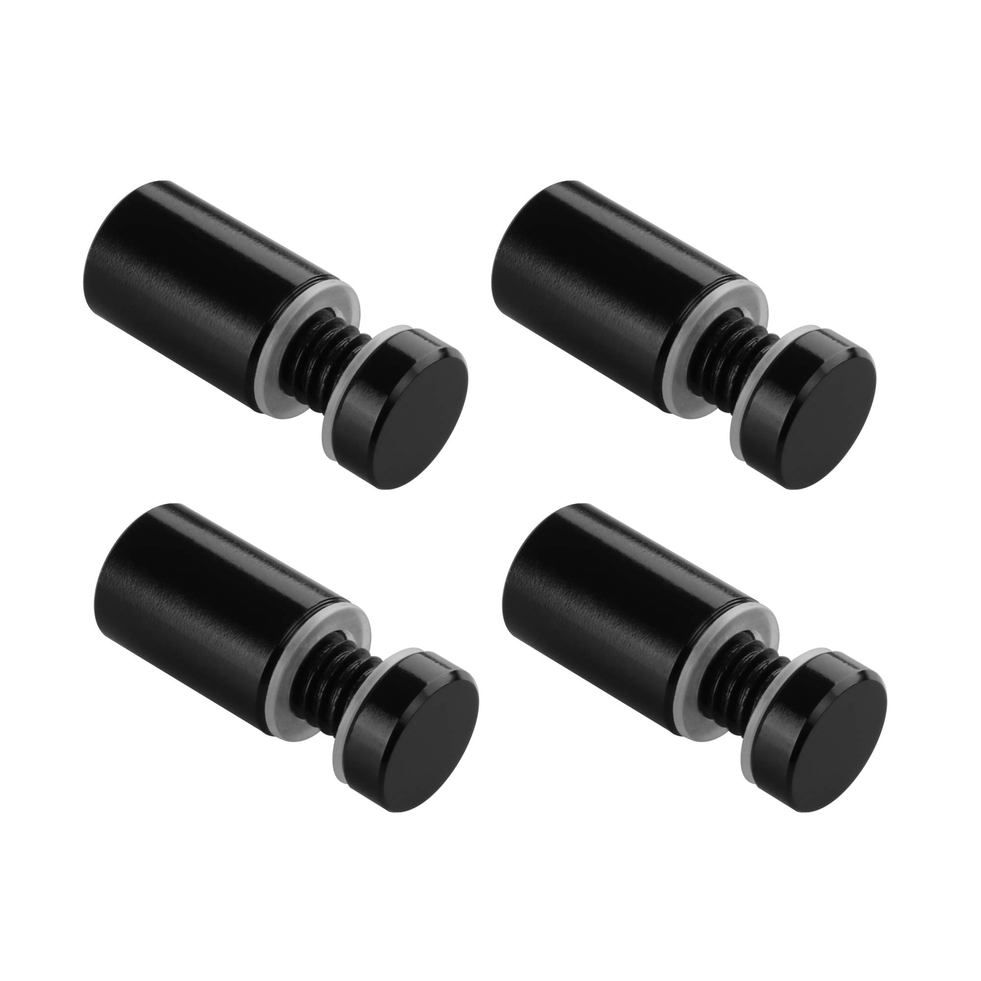 TUBYIC Sign Standoff 1/2" x 3/4", Solid Aluminum Sign Standoff Screws Mounting Hardware Polished Black for Glass Panel, Acrylic Panel,Pack of 4