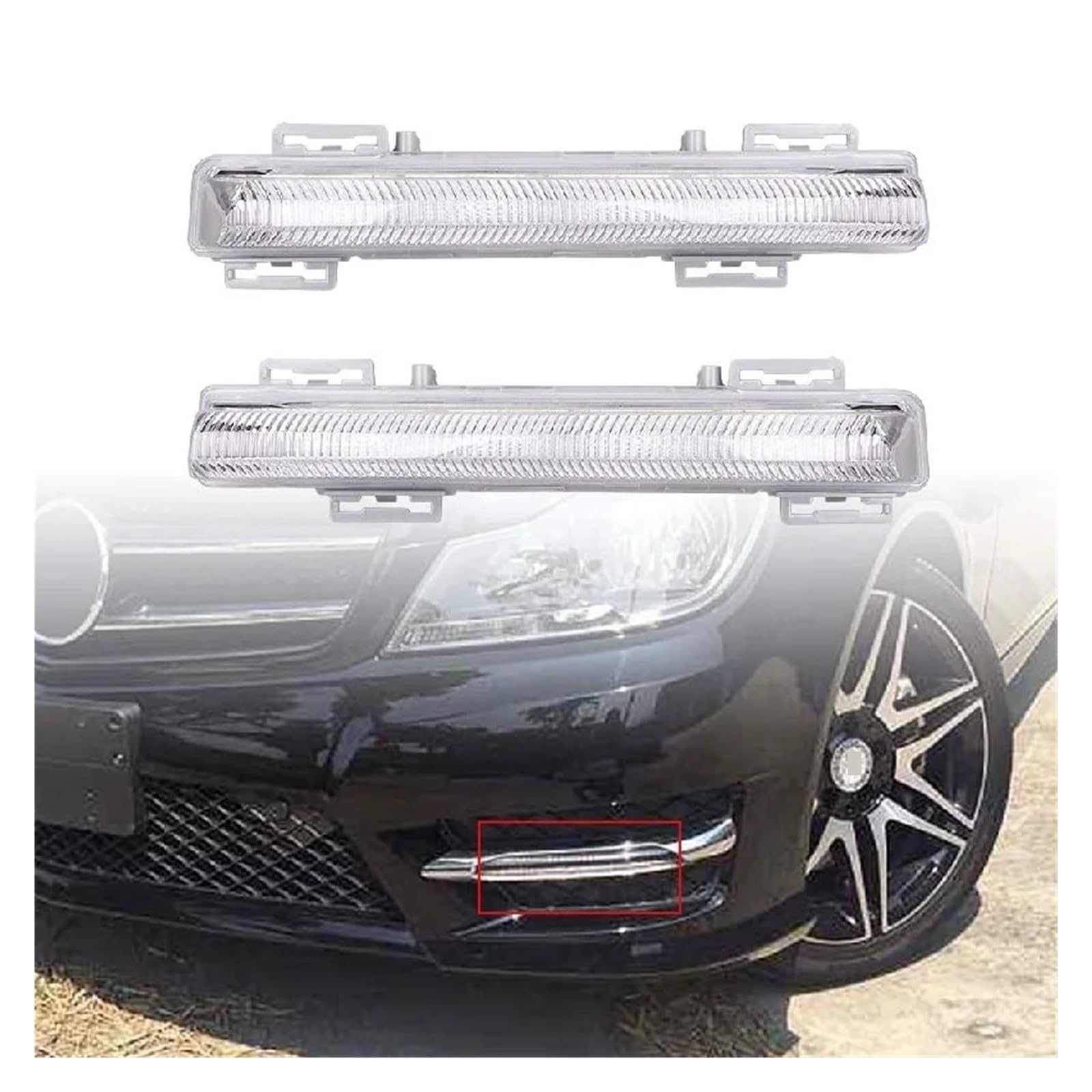 Luci fendinebbia anteriori a LED anteriori da 2 pezzi adatte for Mercedes-Benz Classe C W204 W212 R172 DRL Indicatore di indicazione Lampada Sostituire Luci DRL per auto