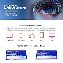 Henotin 6-Pack Reading Glasses Blue Light Blocking Anti Eyestrain Computer Reading Glasses for Women and Men Readers (Transparent White, 1.00, Diopters)