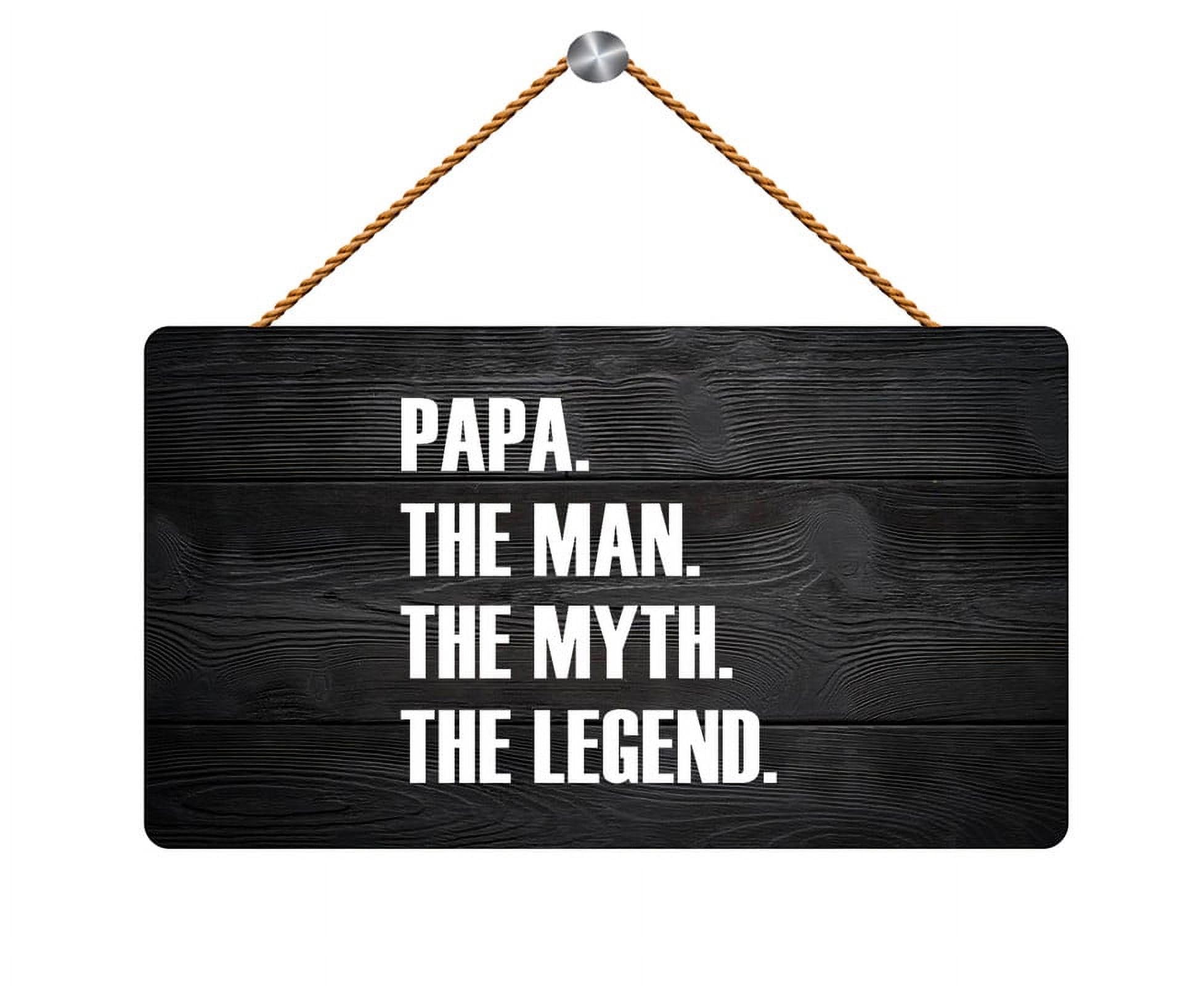 Papa The Man The Myth The Legend Wooden Hanging Wall Plaque 12X6 Inch - Papa’S Home Decor, Funny Grandparent Tribute Art