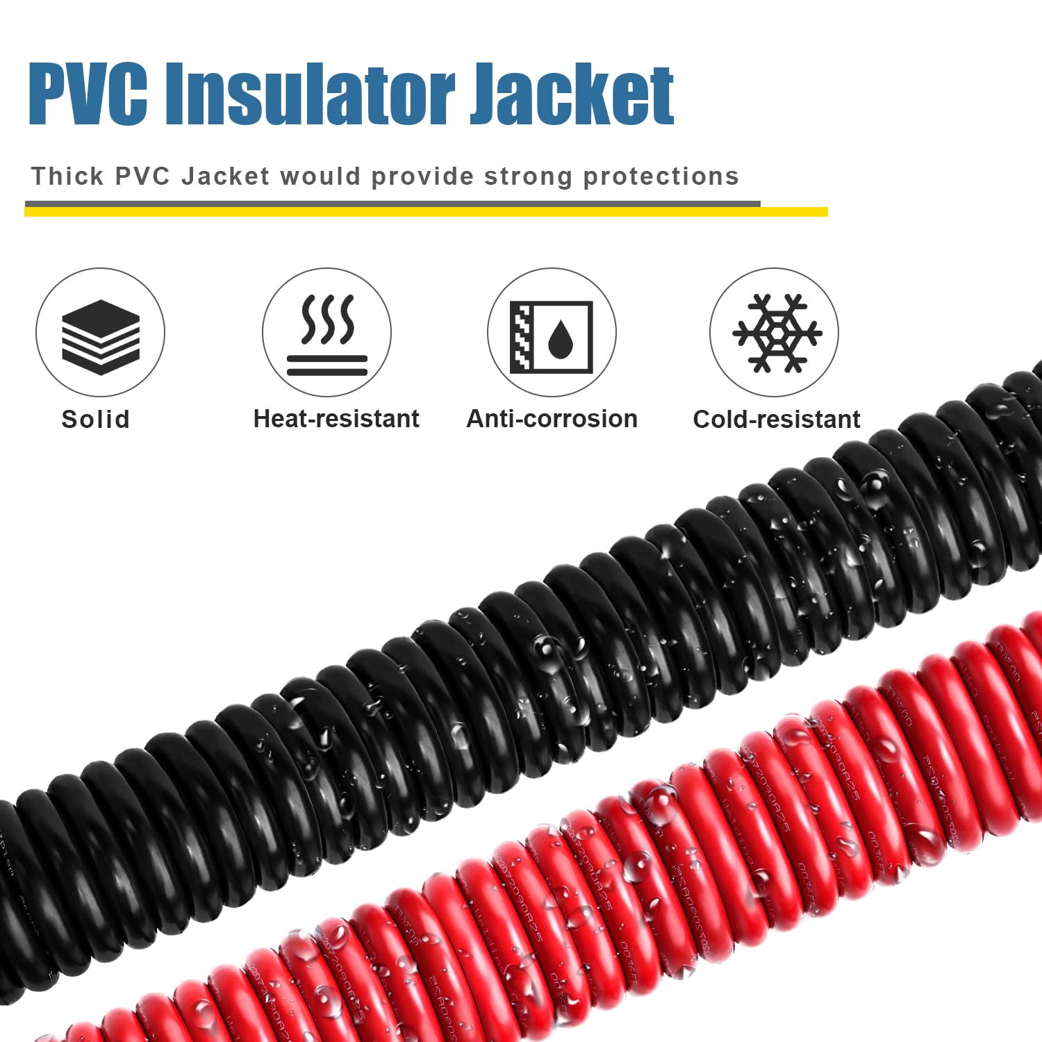 Câble d'alimentation de batterie 6 AWG – Rouge 1,5 m + 1,5 m noir – Câble de soudure flexible de calibre 6 – Fil de cuivre OFC avec cosses et tube thermorétractable pour automobile, batterie, onduleur