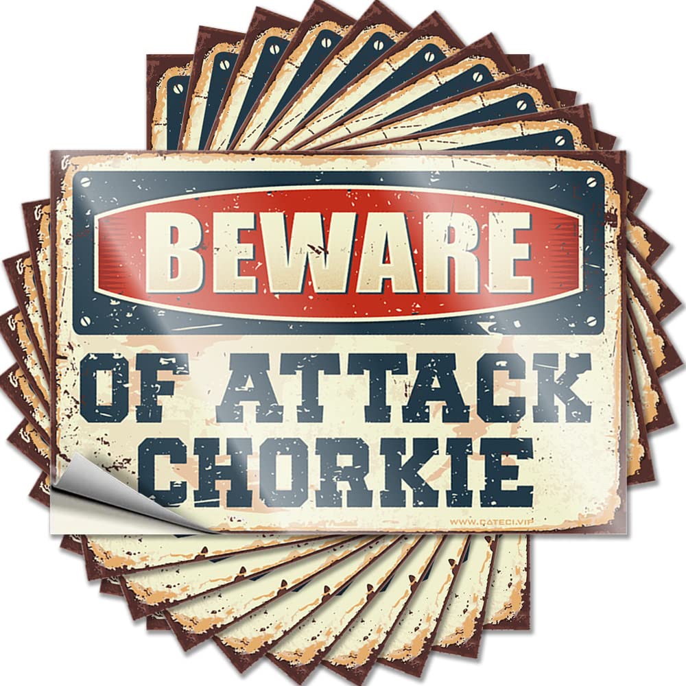 Teens Stuff Boys Decals - Beware of Attack Chorkie Window Waterproof Vinyl Sticker(8X12CM)