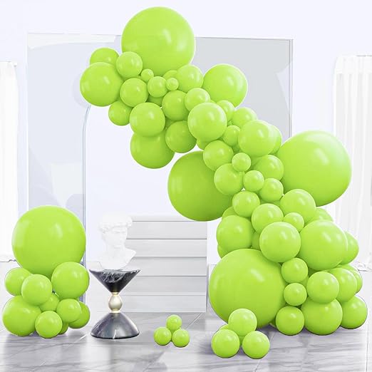 PartyWoo Lime Green Balloons, 140 pcs Lime Balloons Different Sizes Pack of 18 Inch 12 Inch 10 Inch 5 Inch Yellowish Green Balloons for Balloon Garland or Balloon Arch as Party Decorations, Green-Y6