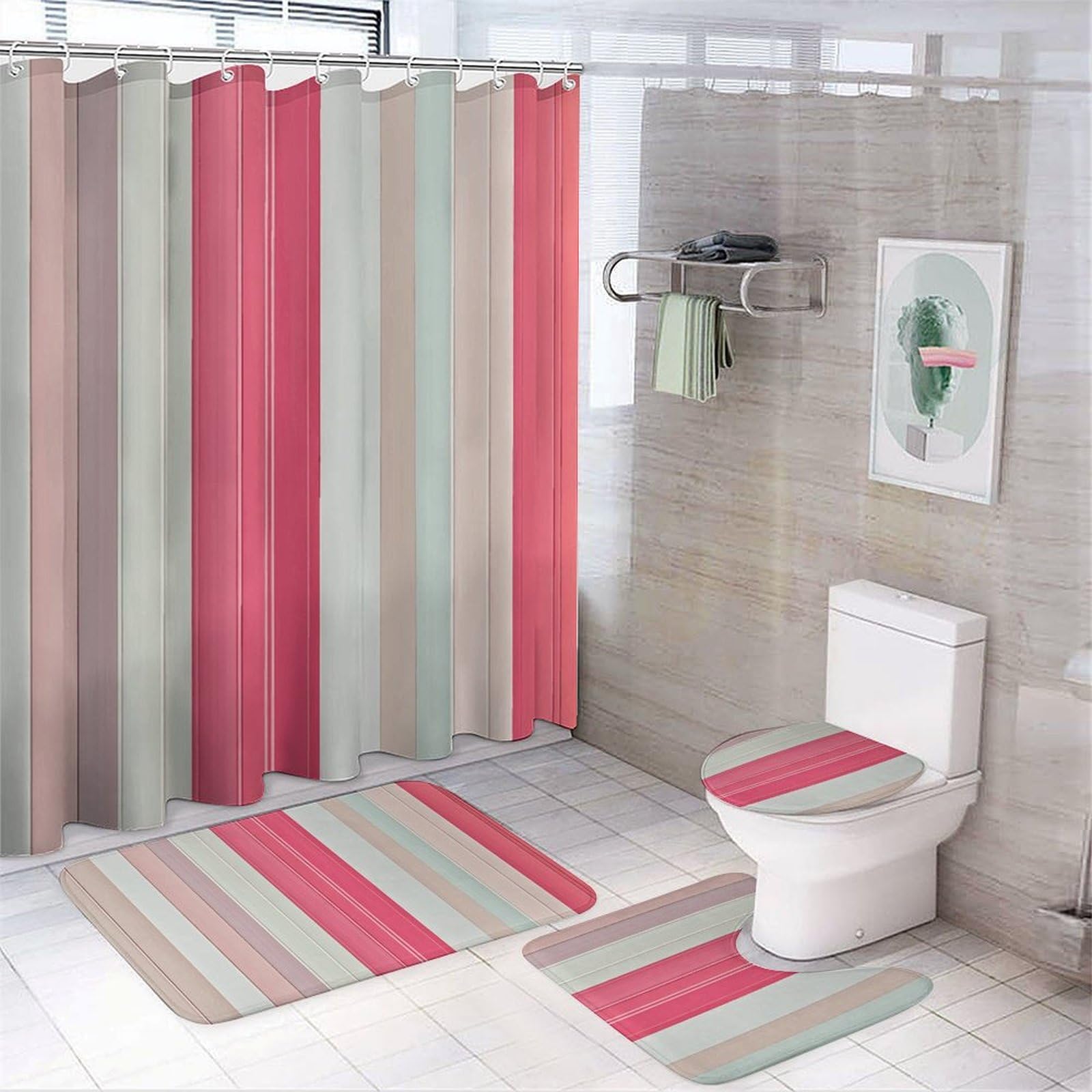 Rideau de douche imperméable mauve pour éviter les éclaboussures et sols glissants