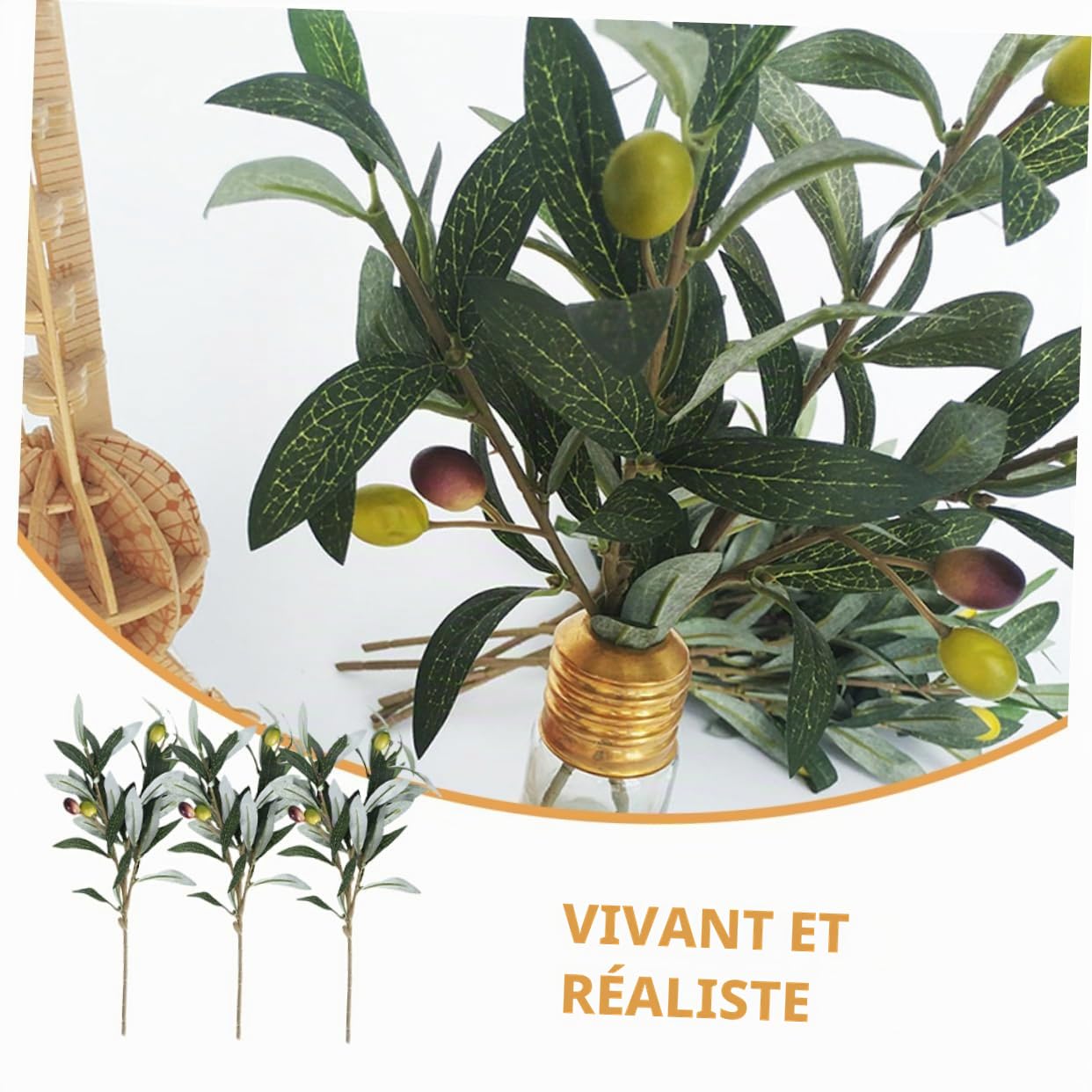 Zerodeko Branches D'Olivier Artificielles 15 Tiges De Plante en Plastique pour Décor De Bureau Maison Fenêtre De Boutique Mur Et Mariage Accessoire De Décoration Intérieure