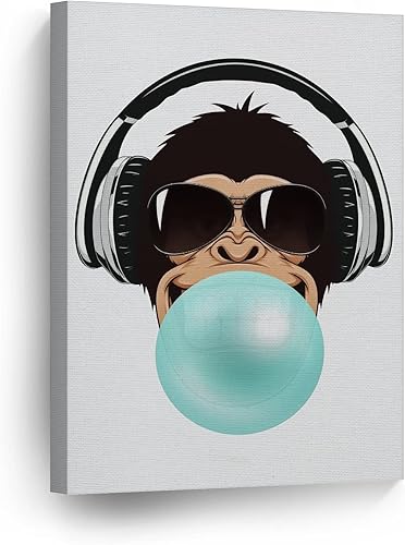 Vista 14 de Smile Art Design Arte de goma de mascar de cebra, diseño de goma de mascar verde azulado y azul, impresión de lienzo, arte de pared en blanco