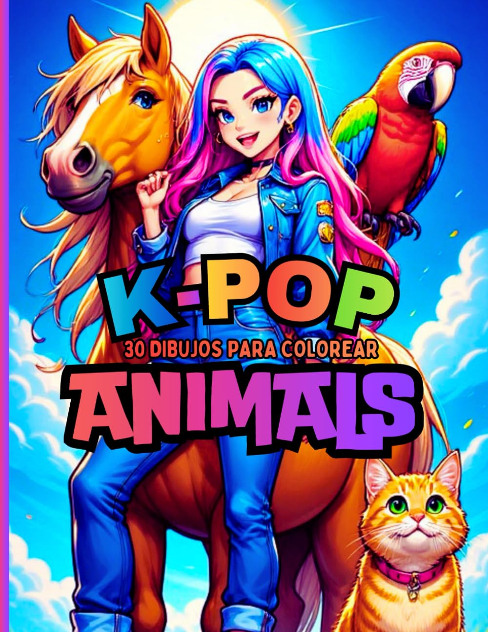 K-POP ANIMALS - 30 dibujos para colorear de ídolos y animales muy monos: Libro para colorear para fans del Kpop, el anime, el manga y los animales - A partir de 5 años