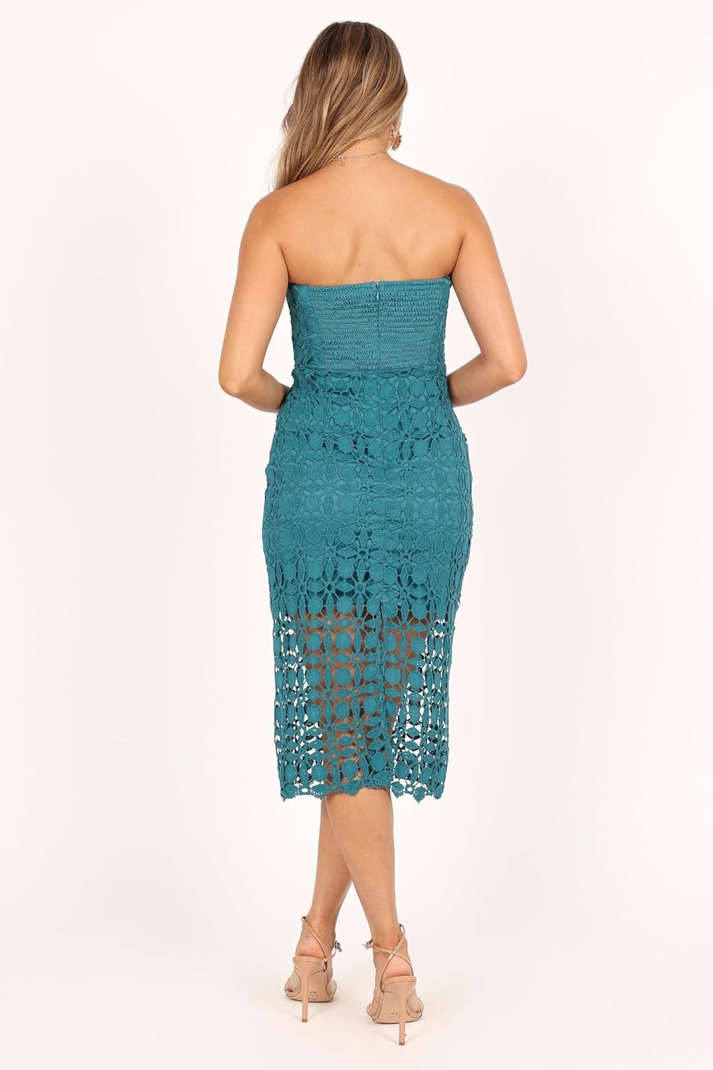 Petal & Pup Womens Candice Strapless Lace Midi Dress - Image 5
