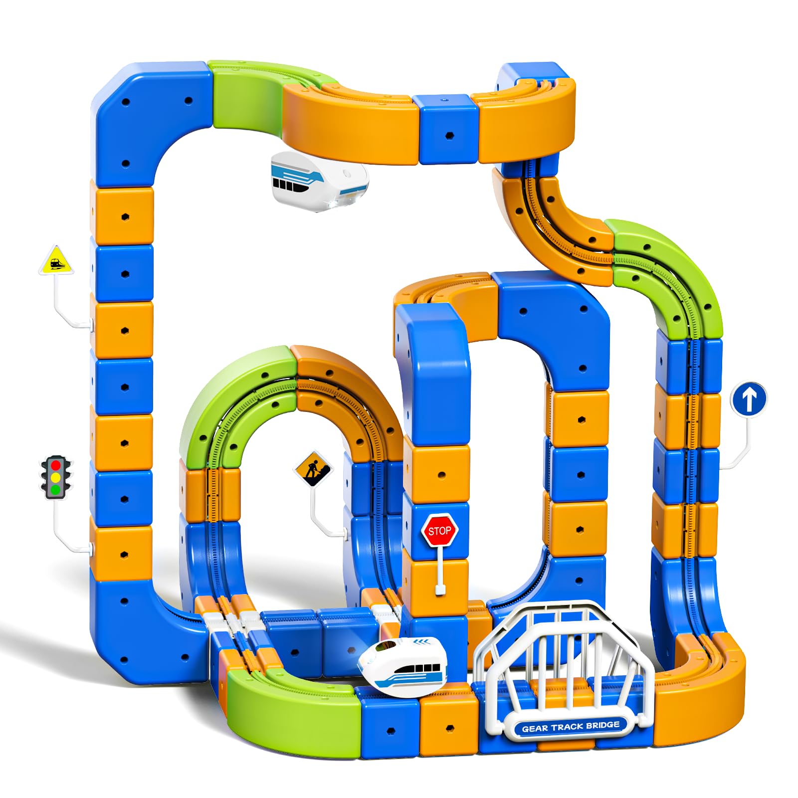 Hzitcigm Trenino Elettrico Bambini – 225 Pezzi (80 Binari + 2 Treni) Grande Pista Flessibile 3D Antigravità, Set Costruzioni DIY, Circuito Trenino Elettrico, Gioco STEM Educativo, Regalo 3-8 Anni