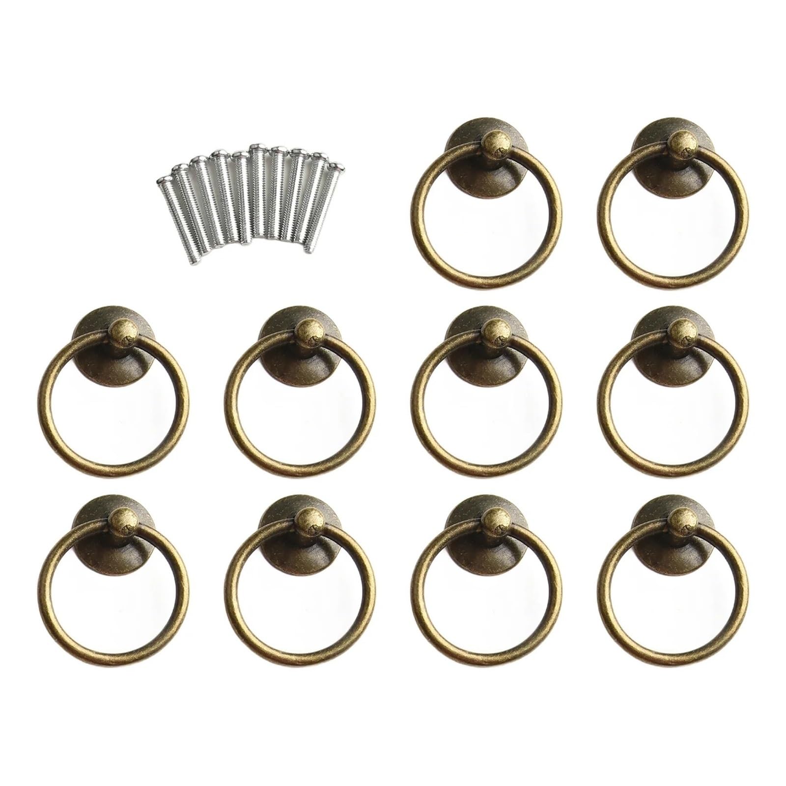 ZHSOAO 10Pc Vintage Round Ring Furniture Door Pull Handle Alloy Cabinet Dresser Drawer Knobs Cupboard for Jewelry Box for Drawers(White)