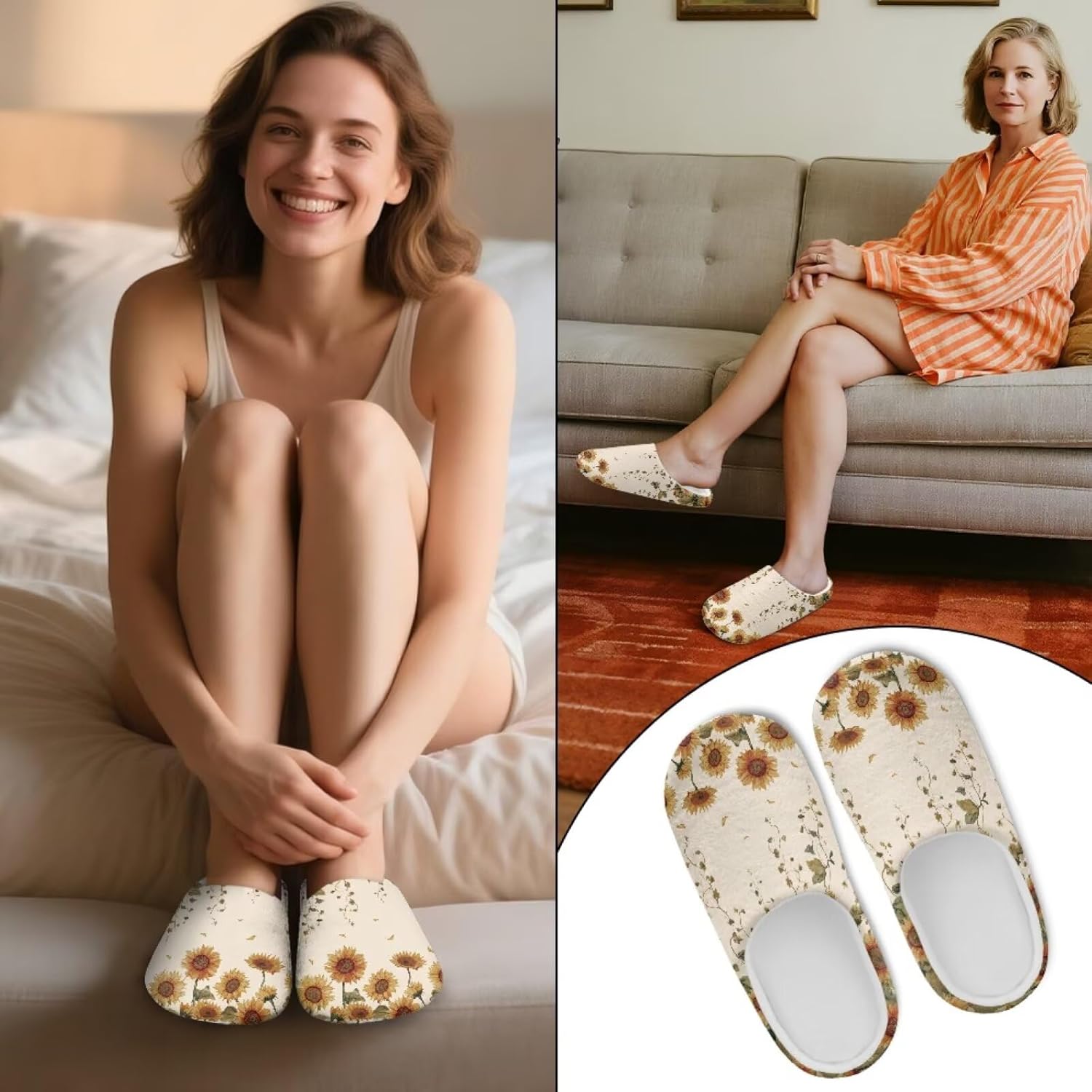 JoyLamoria 6 Pairs Flower Pattern Disposable Slippers Guests Slipper for Hotel,Spa,Travel,Shoeless Home