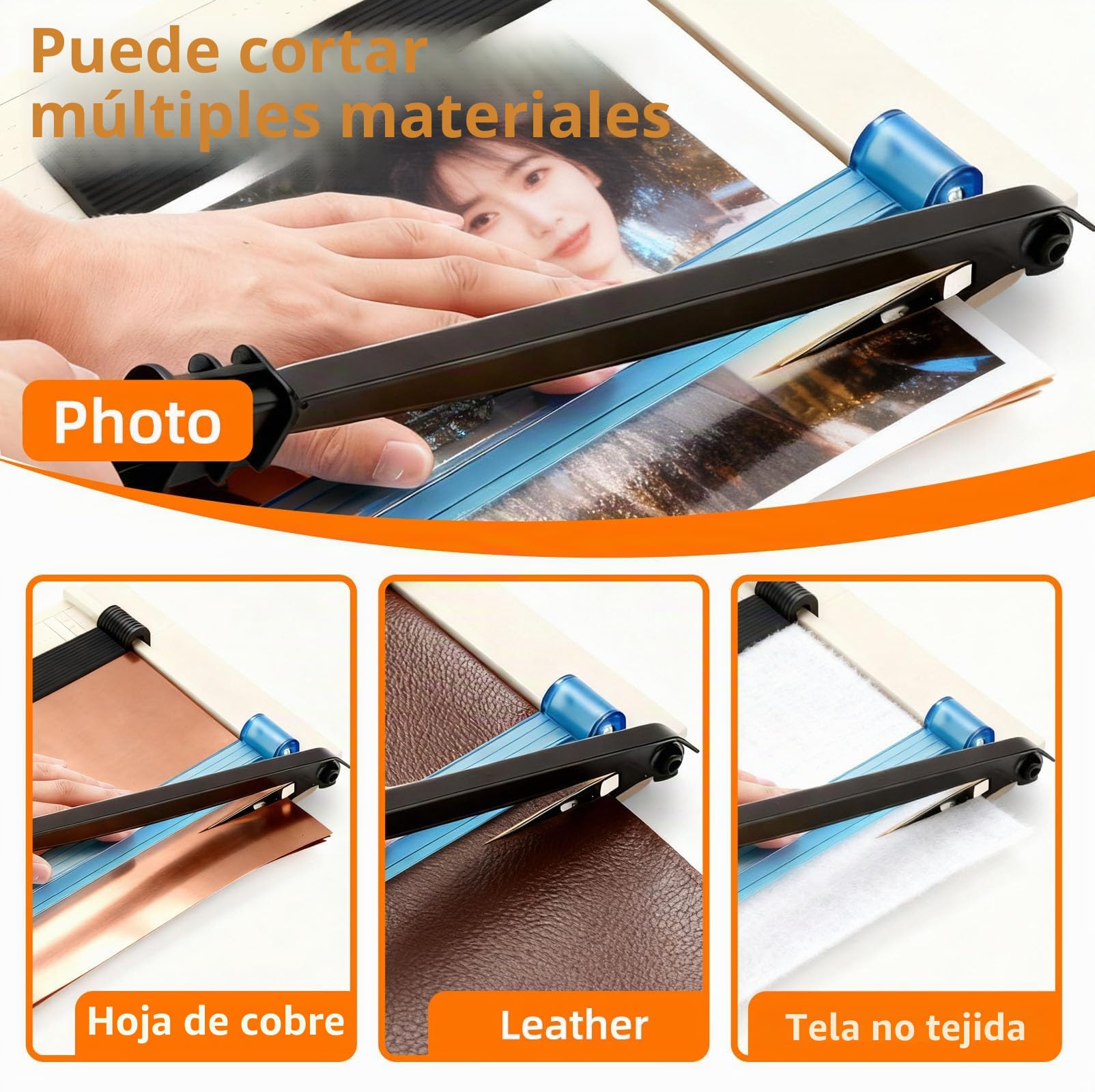 Cortador de Papel Guillotina A4 con Base Antideslizante, Protector Seguridad y Guía Ajustable, Cizalla Paper Manual Palanca Corte Preciso para Hojas De Metal, Cuero, Fotos, cartón & Cardstock
