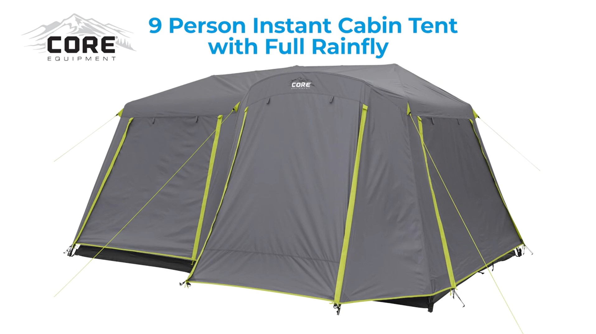 Watch CORE 9 Person Instant Cabin Tent with Full Rainfly Setup on Amazon Live