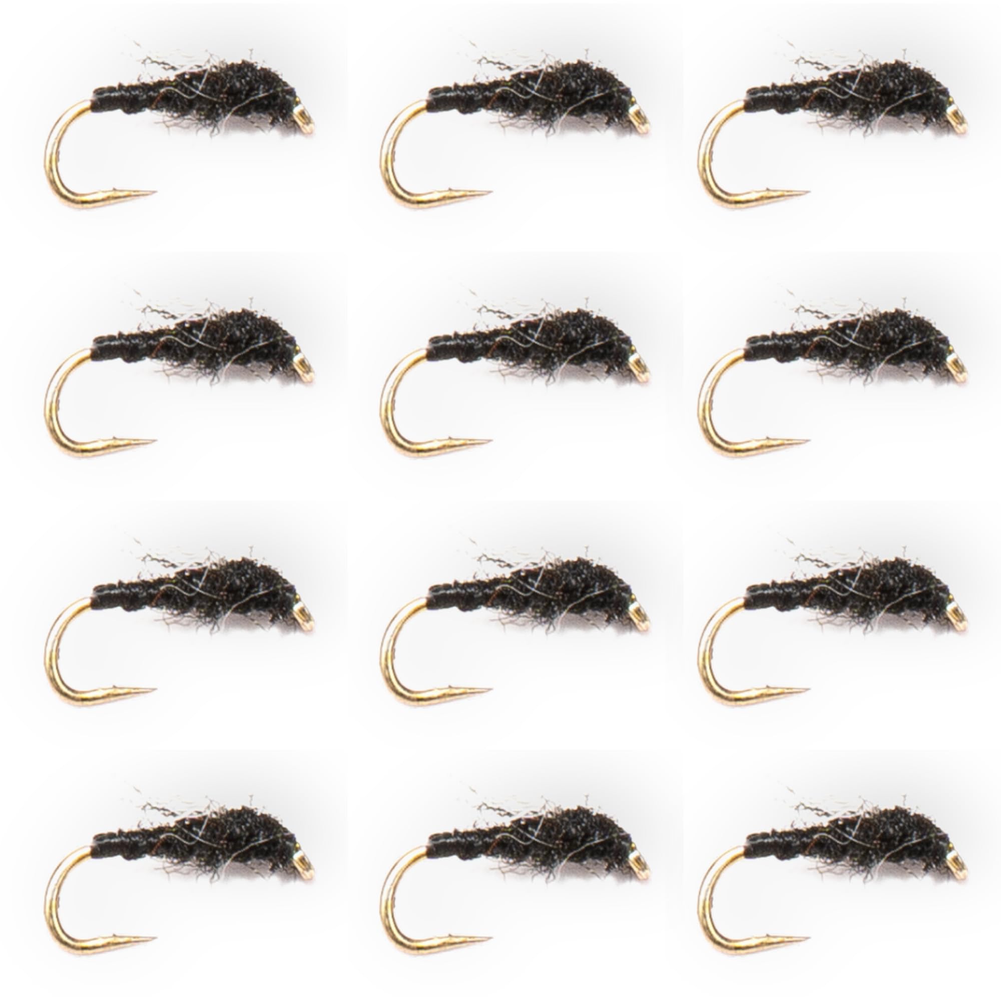 RS2 Emerger Fly Fishing Flies 12-Pack | Hand-Tied Trout Nymph Assortment Sizes 18 20 22 | Olive & Black Variations with Premium Waterproof Fly Box for Any Waters