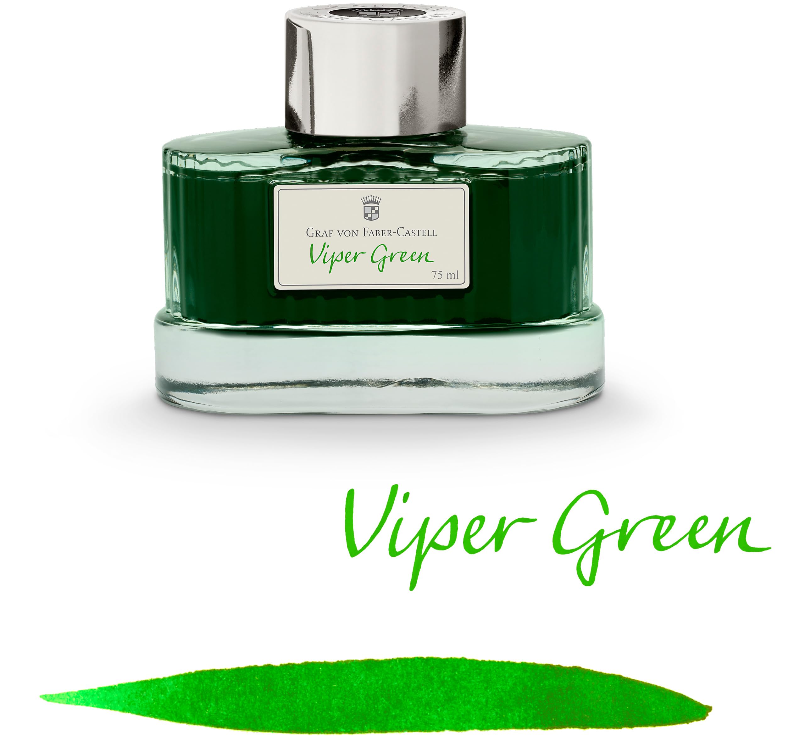 Graf von Faber-Castell 141017 - Barattolo di inchiostro verde vipera, 75 ml, inchiostro a prova di documento in un elegante calamaio