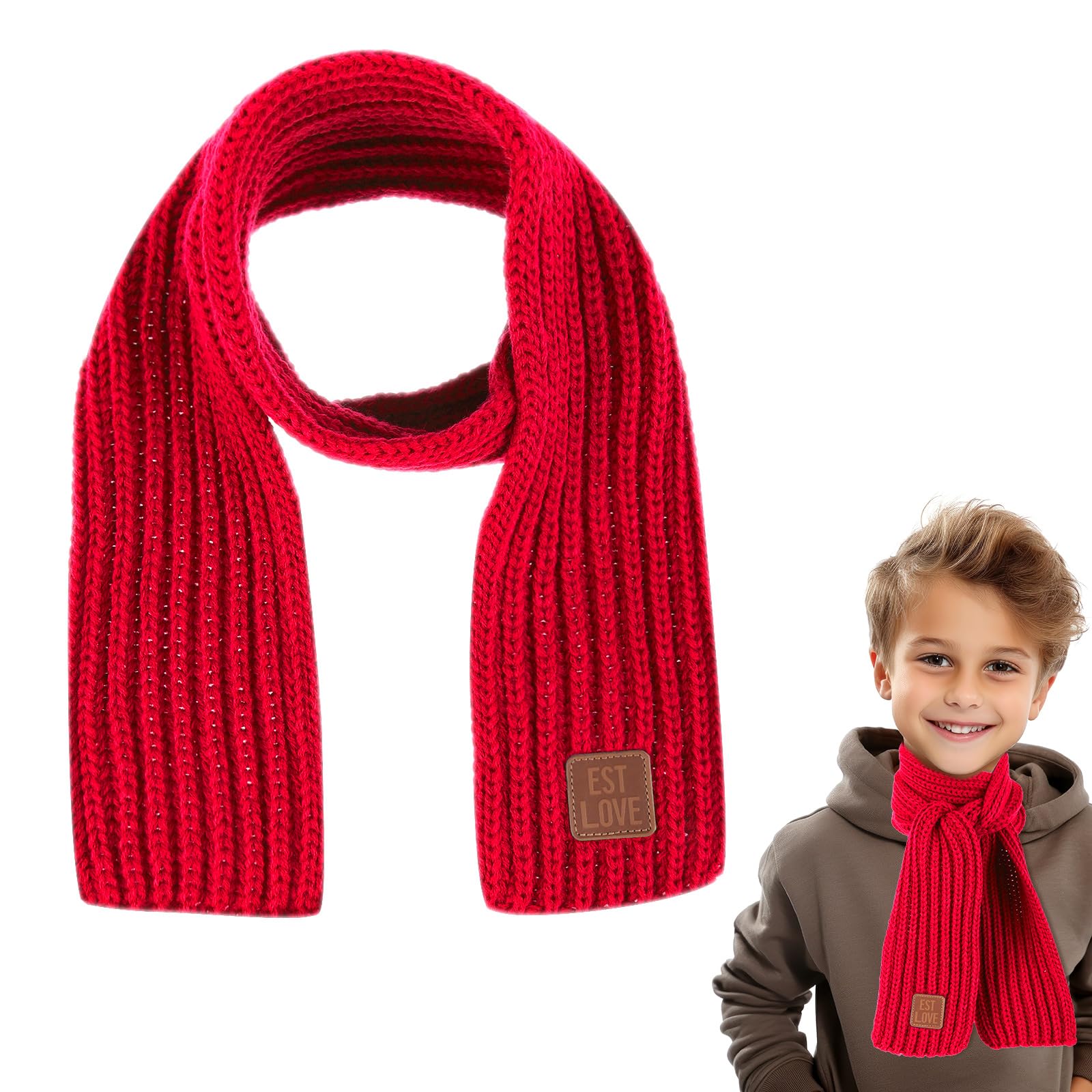 Abeillo Warm Kids Winter Knit Scarves Soft Knitted Neck Warmer Scarf Warm Scarves Wrap for Boys Girls