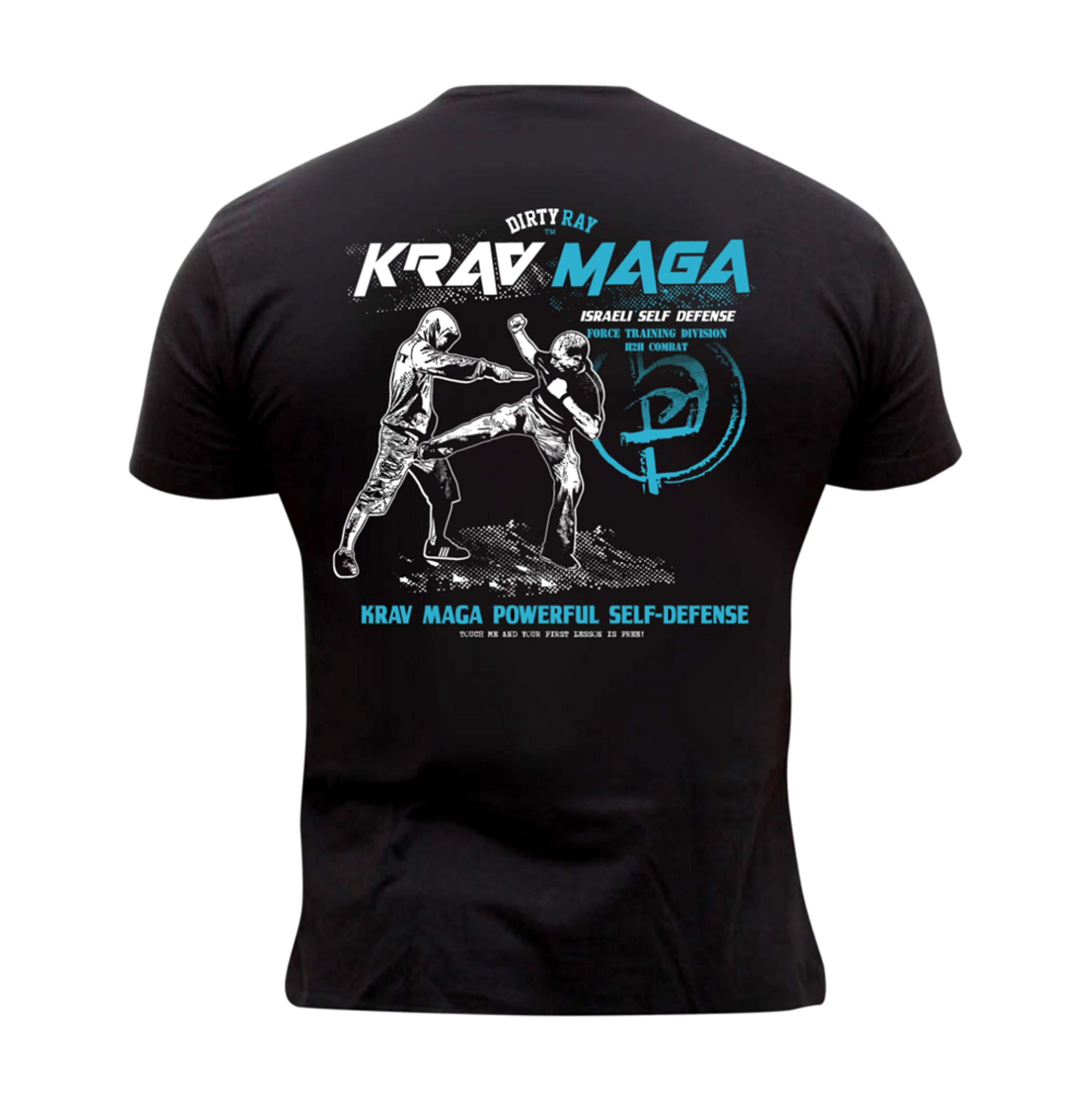Dirty Ray Men's Black Martial Arts Krav Maga Short Sleeve T-Shirt Dt24 (L)