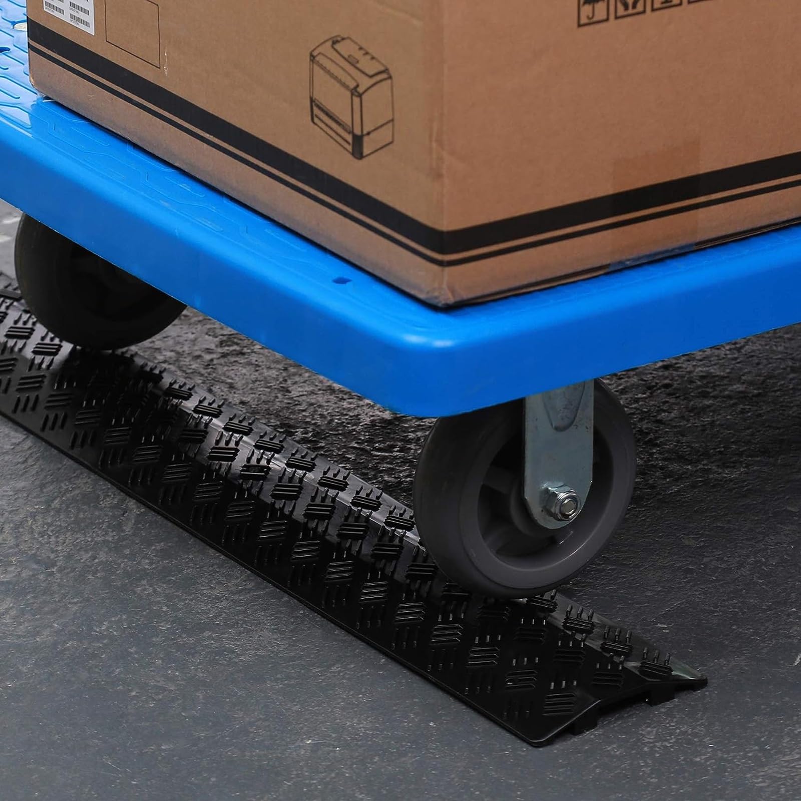 4 Pieza Pasacables de Suelo de PVC de 1 Canal, Protector de Cable de Manguera de Entrada para Rampa de Entrada, Protector de Cable Cubierta Protectora Cable Cover(Black,100x12x2cm)