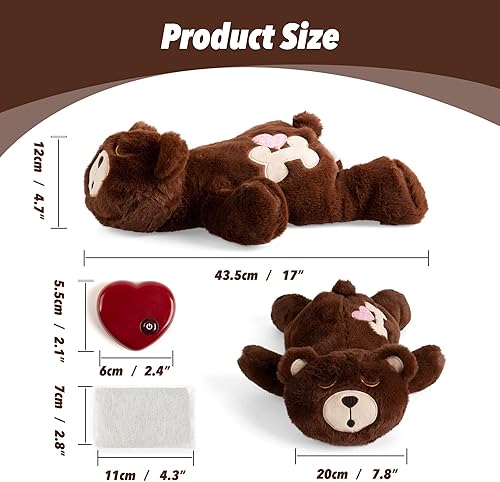 Miniatura 4 de PetPrime Juguete de peluche para cachorros, con bolsa más cálida, juguete suave para aliviar la ansiedad para cachorros, latido del corazón, animal