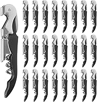 Ohiyoo 24-Pack Black Stainless Steel Double Hinged Wine Openers - Heavy Duty Corkscrews for Bartenders Waiters Parties