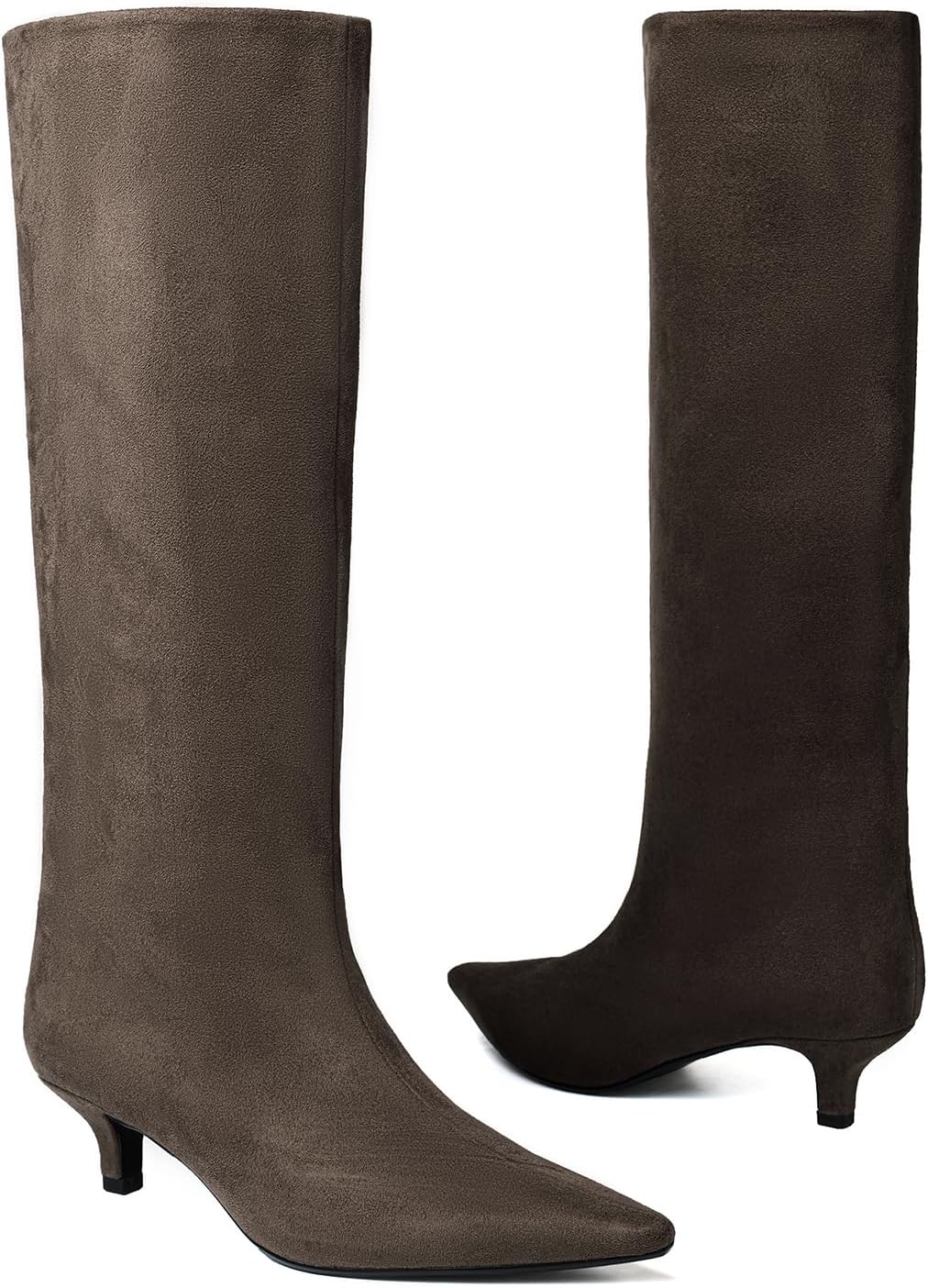 Marravosse Women's Knee High Boots Kitten Heel Pointed Toe Pull on Tall Boots for Women - Image 4