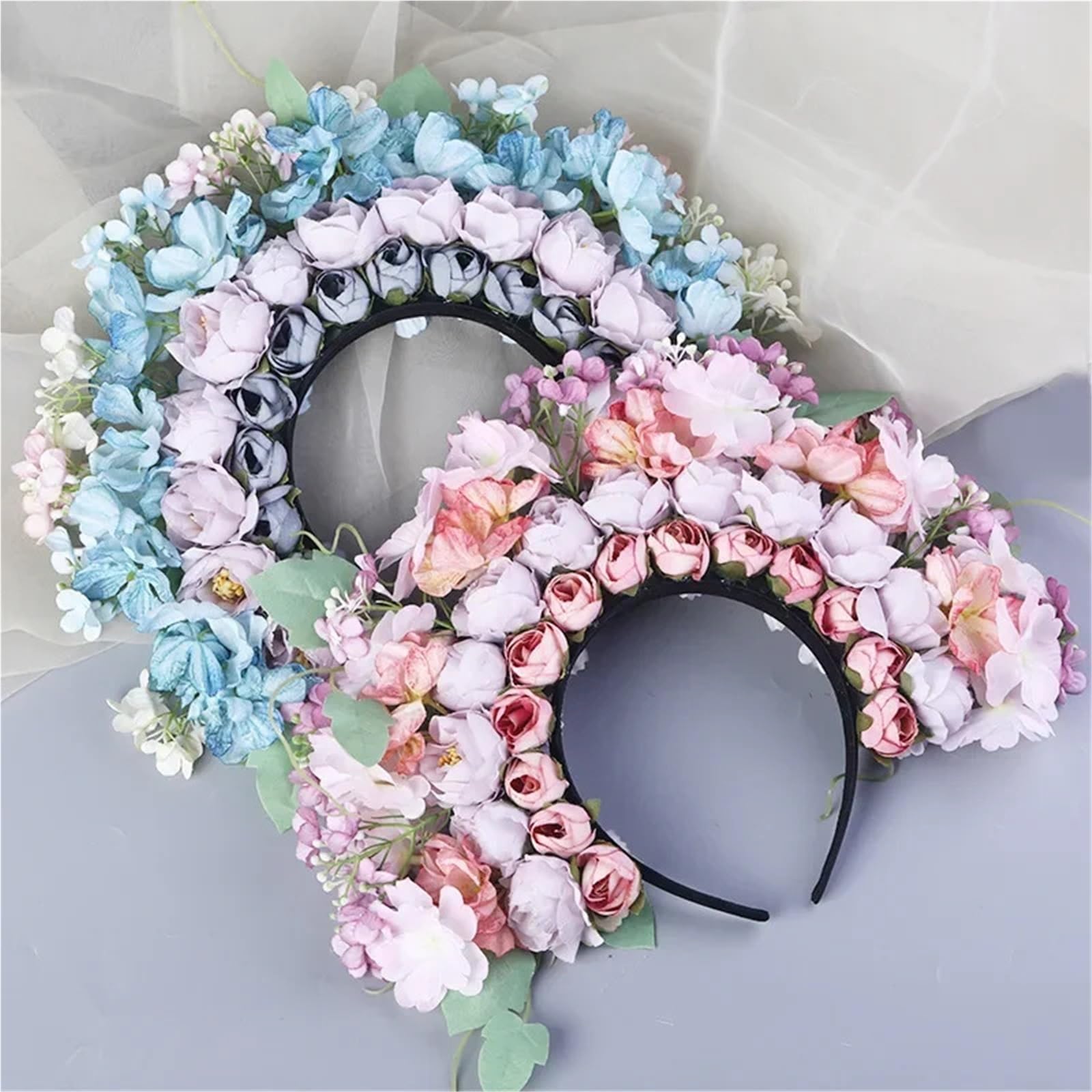 Tocado de Guirnalda Diadema de Flores fijadas en la Cabeza para Accesorios de Pelo de Las niñas de Las Mujere(Color7)